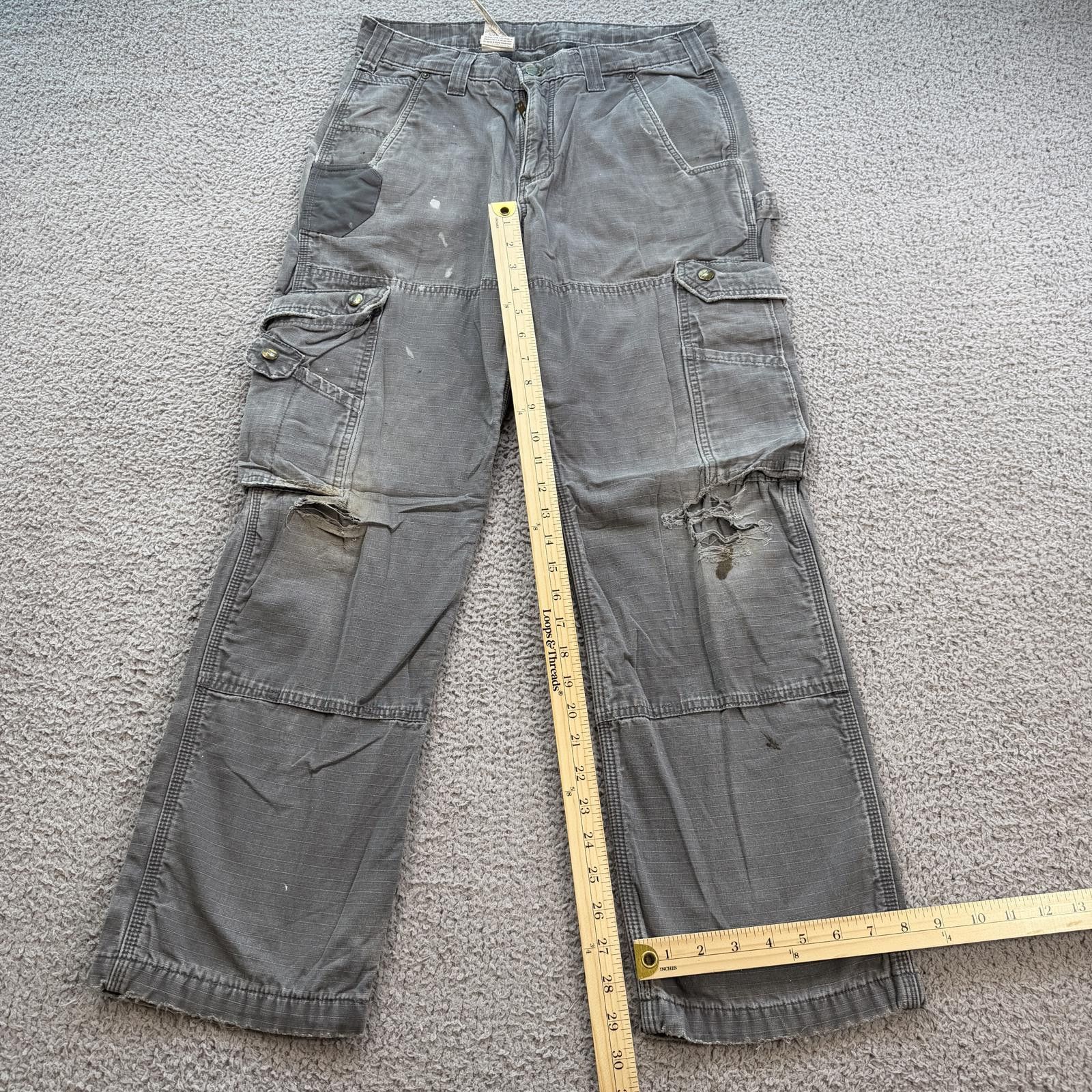 Carhartt Carhartt Double Knee Cargo Lined Pants 32x30 Grey Relaxed Size US 32 / EU 48 - 4 Thumbnail