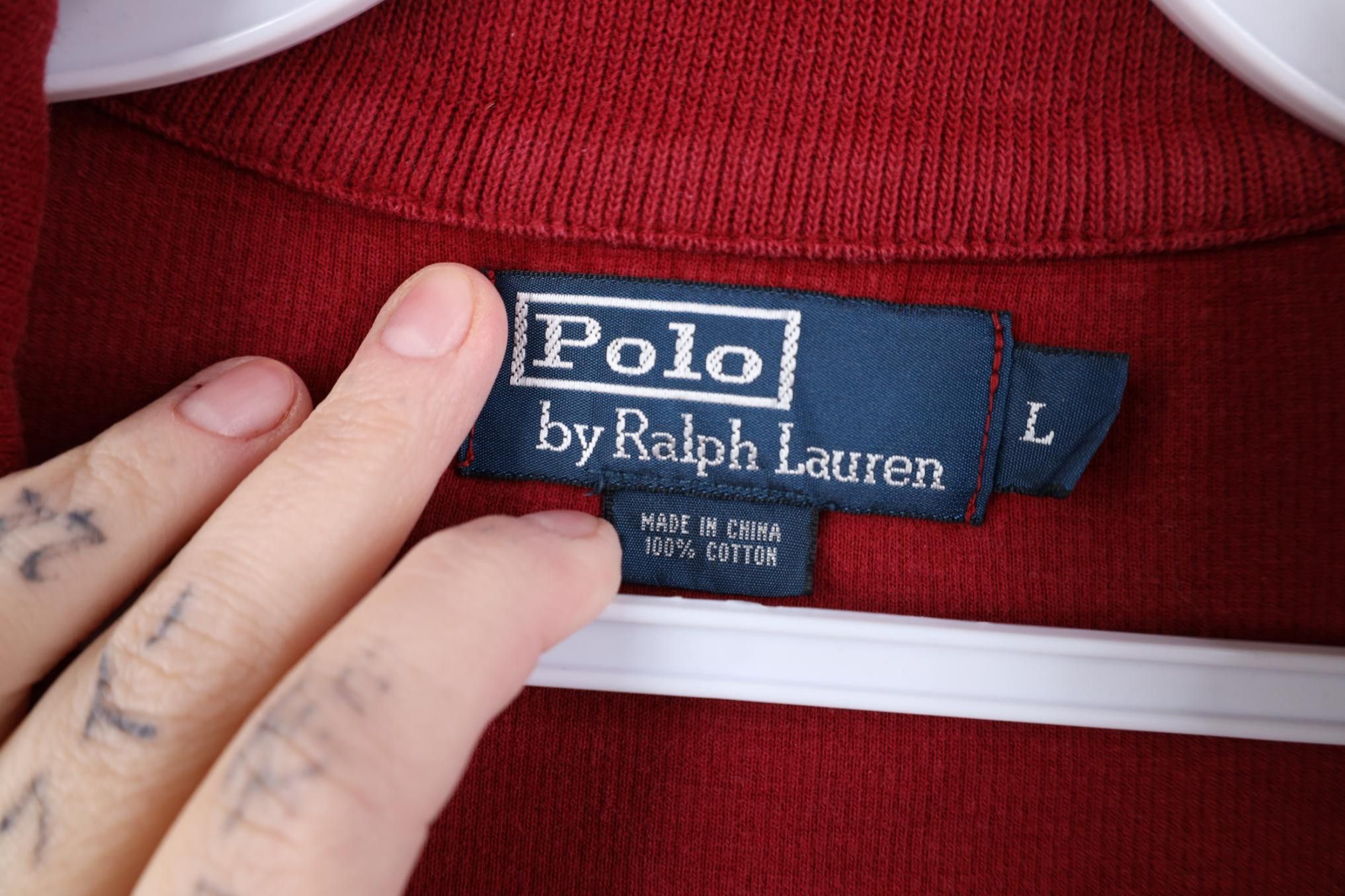 Polo Ralph Lauren Vintage 90s Ralph Lauren Ribbed Knit 1/4 Zip Sweater Red Size US L / EU 52-54 / 3 - 7 Thumbnail