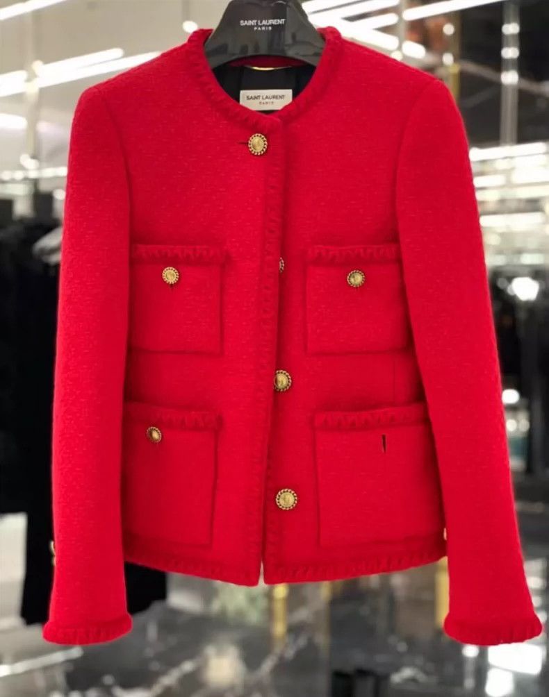 Saint Laurent Paris Saint Laurent Paris Red Little Fragrant Jacket-2506 Size US S / EU 44-46 / 1 - 1 Thumbnail