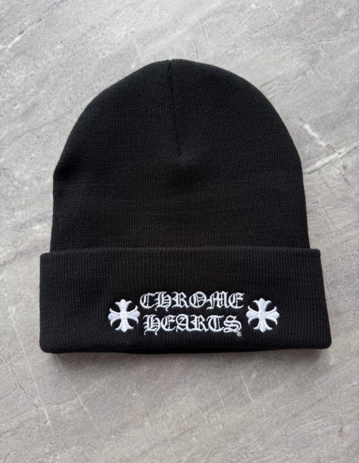 Chrome Hearts Chrome Hearts Cross Slogan Embroidered Beanie Size ONE SIZE - 1 Thumbnail