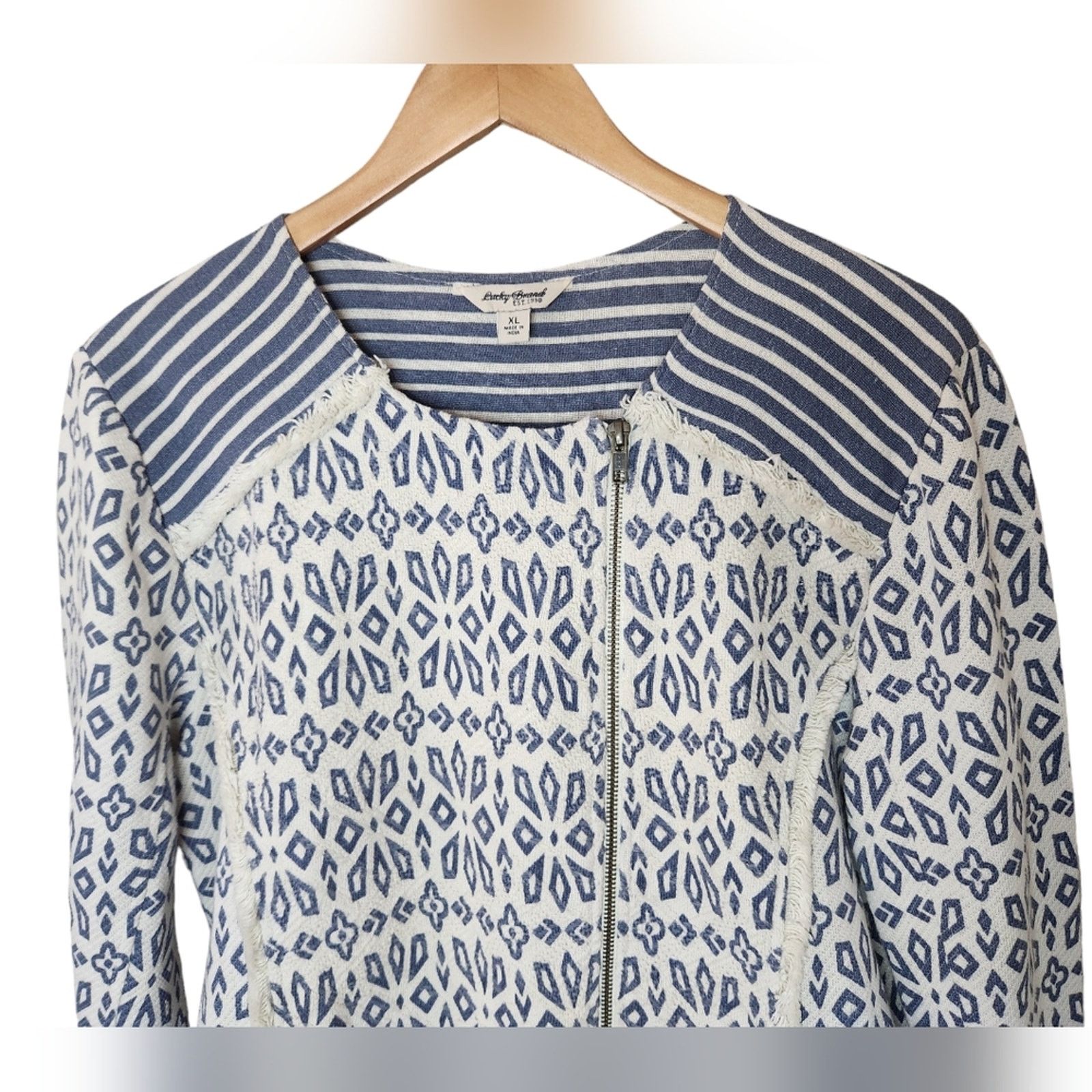 Lucky Brand Lucky Brand Cotton moto jacket Chambray print XL Size XL / US 12-14 / IT 48-50 - 3 Thumbnail