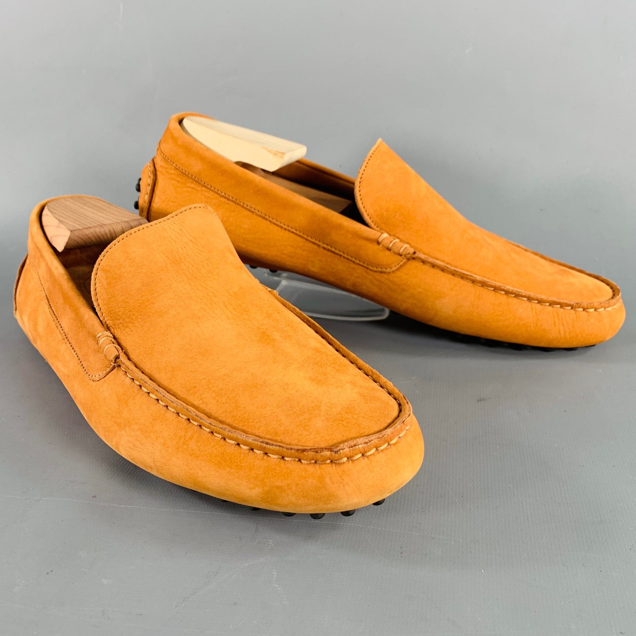 GEMI 10 Orange Suede Drivers Loafers