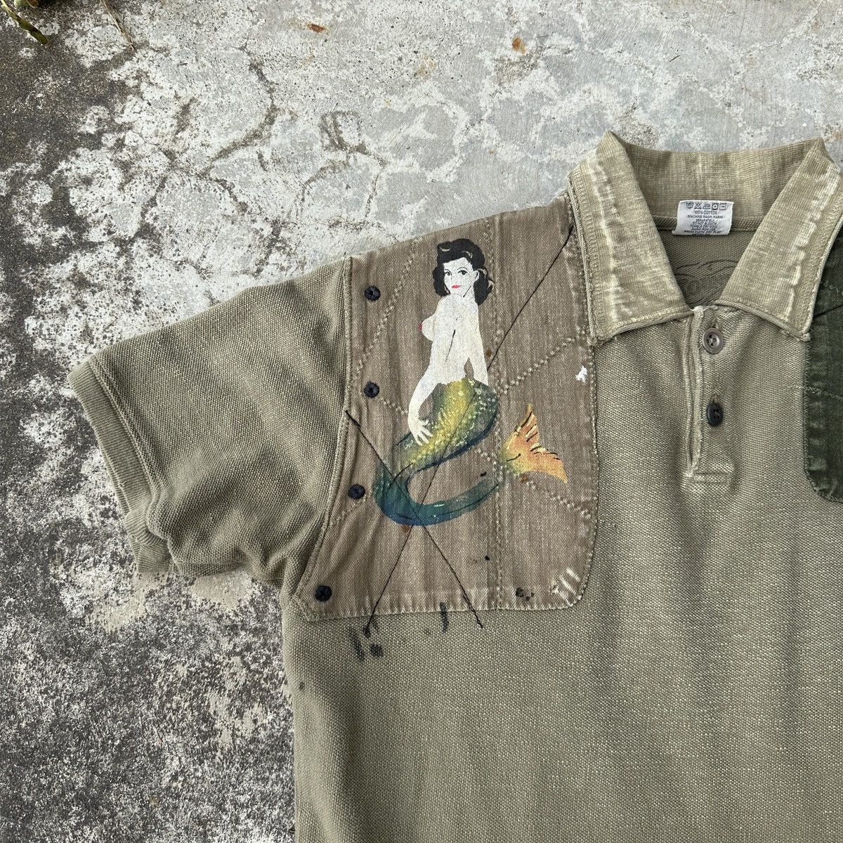 Kountry World War Military Mermaid painting patchwork tee