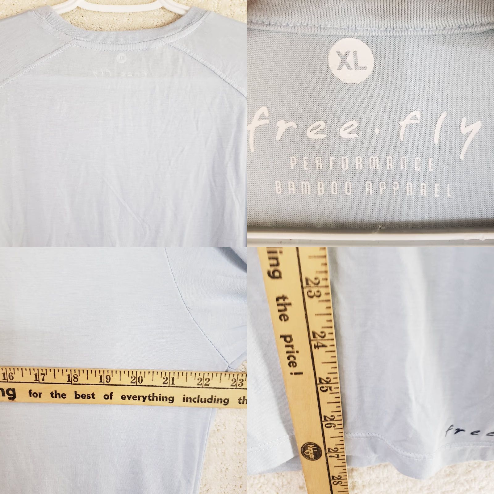 Vintage Free Fly Bamboo Long Sleeve T Shirt Men XL Blue Wicking Stretch Crew Fishing J&J Size US XL / EU 56 / 4 - 8 Thumbnail