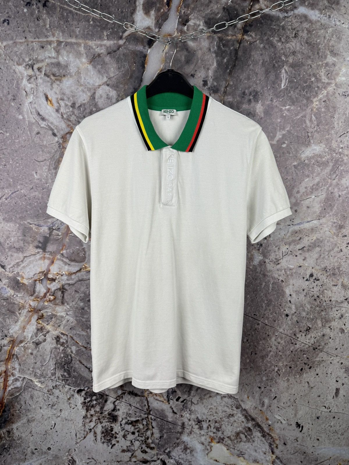 Kenzo Kenzo Paris Men’s Polo Shirt White Multicolor Collar Size L Size US L / EU 52-54 / 3 - 1 Thumbnail