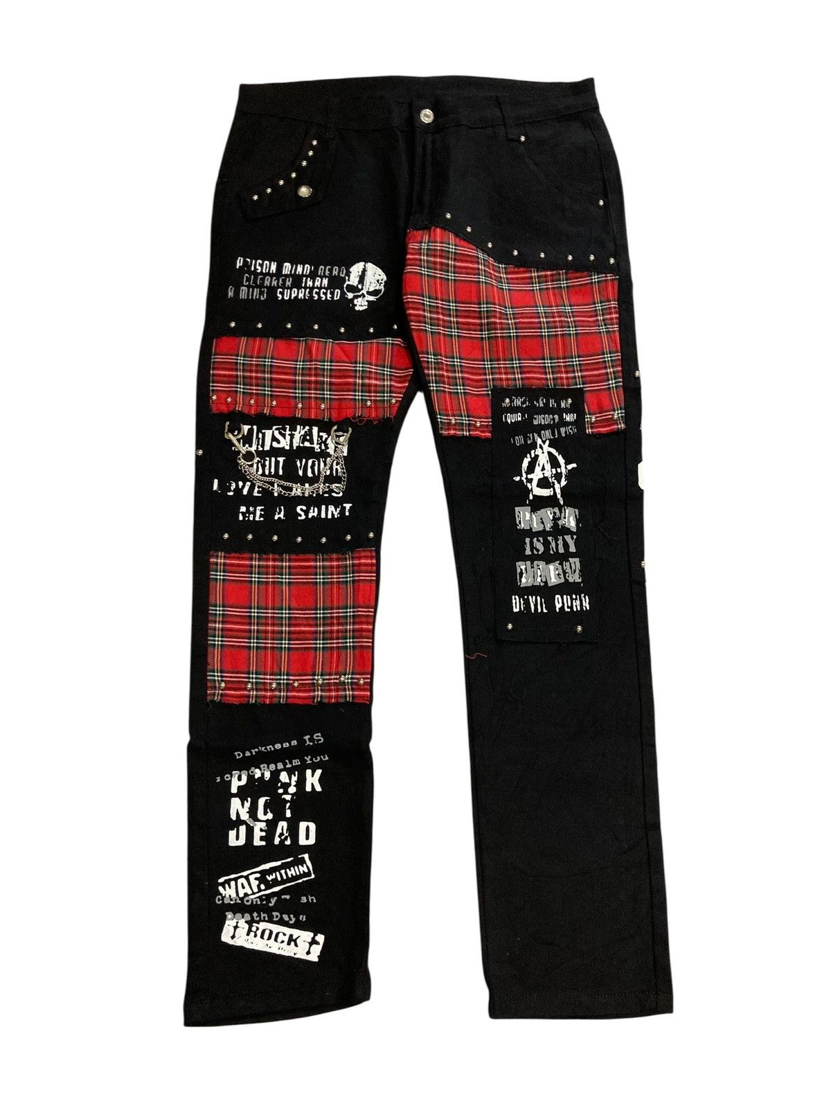 Hysteric Glamour JAPANESE BRAND - Patchwork Studded Chain Punk Design Vkei Size US 34 / EU 50 - 1 Thumbnail