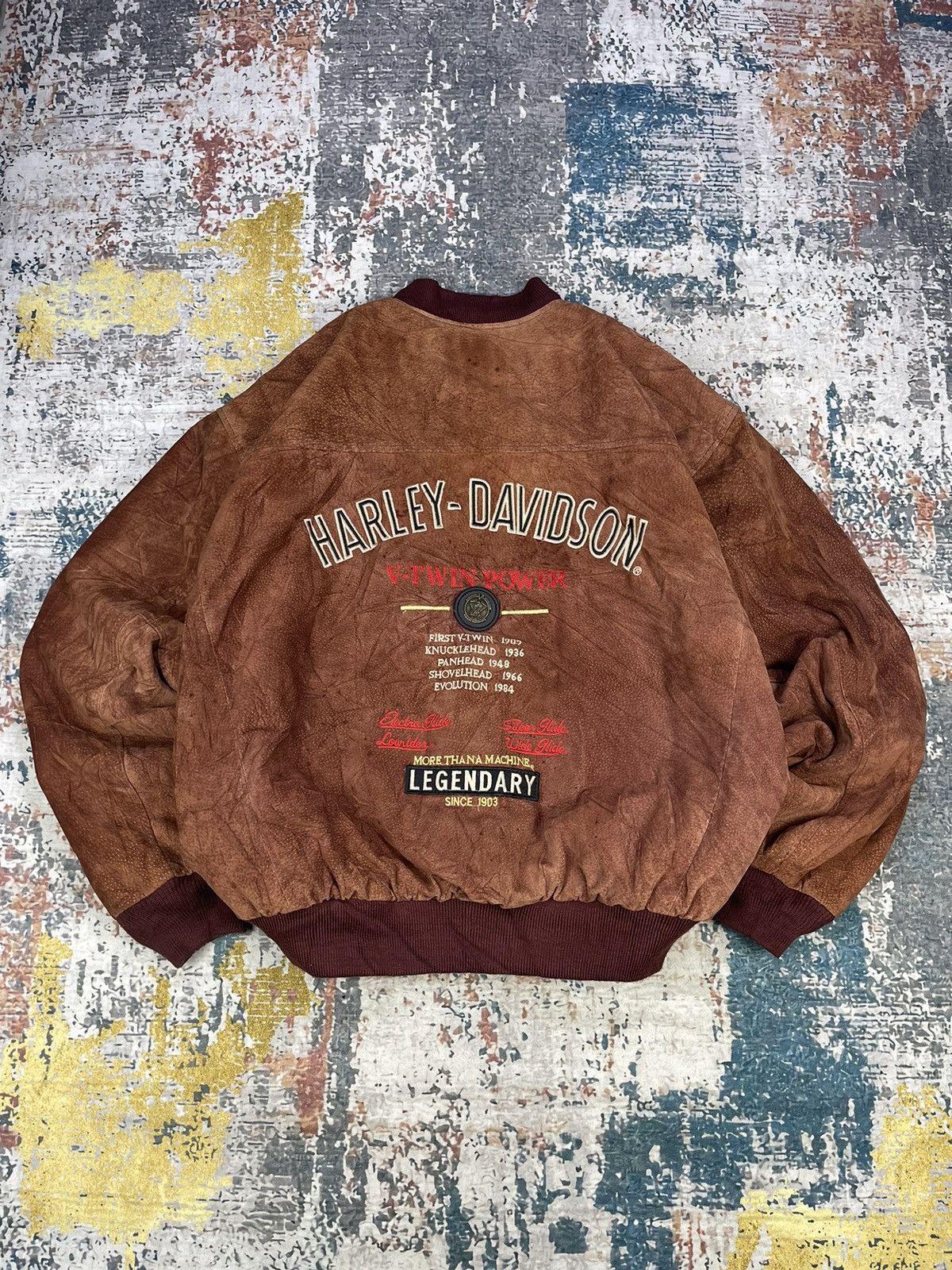 Harley Davidson Vtg Harley Davidson V-Twin Power Leather Bombers Size US XXL / EU 58 / 5 - 1 Thumbnail