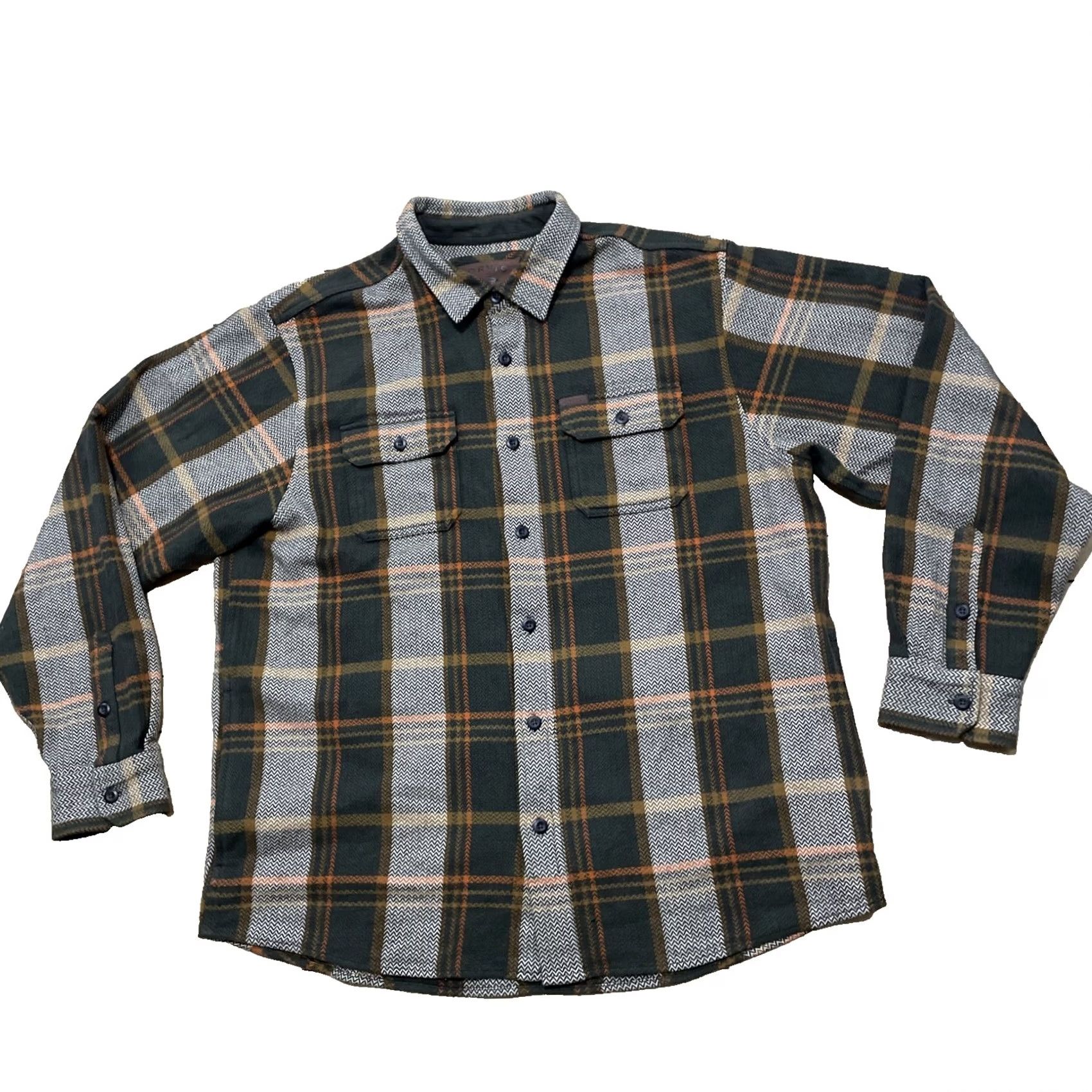 Orvis Orvis Heavyweight Shacket Flannel Shirt Men XL Brown Orange Patchwork 90s grunge Plaid Knit Pocket Shacket Size US L / EU 52-54 / 3 - 2 Thumbnail