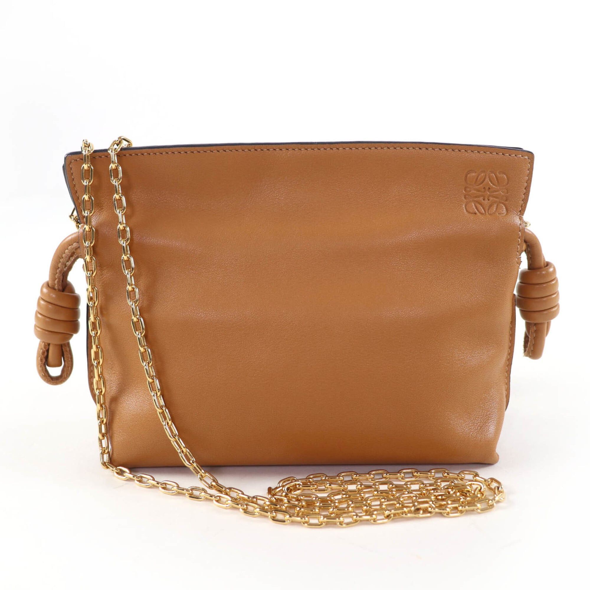 Loewe LOEWE A411FC6X01 Flamenco Clutch Nano Chain Shoulder Bag Leather Warm Desert Brown Made in Spain Women's Size ONE SIZE - 1 Thumbnail