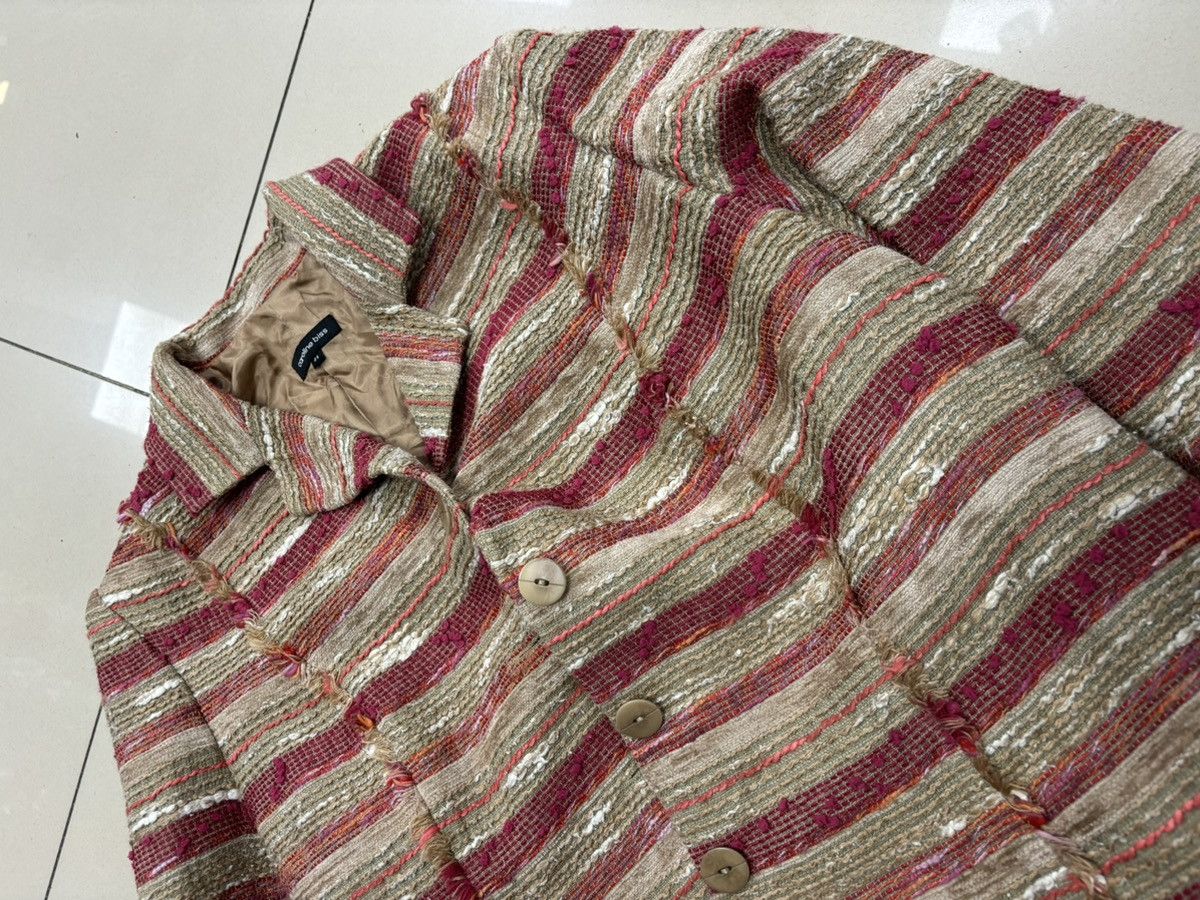 Japanese Brand × Vintage Vintage y2k Patchwork blazer striped beige jacket Size M / US 6-8 / IT 42-44 - 2 Thumbnail