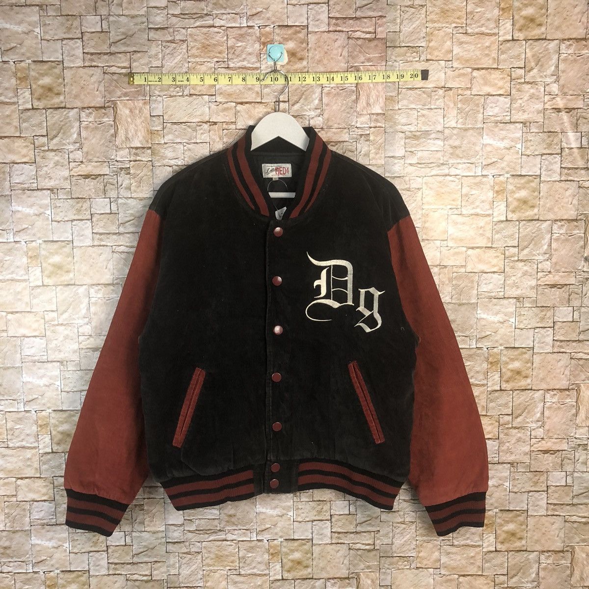 Japanese Brand DL Letter Red 4 Black/Maroon Bomber varsity Jacket #A4 Size US L / EU 52-54 / 3 - 1 Thumbnail