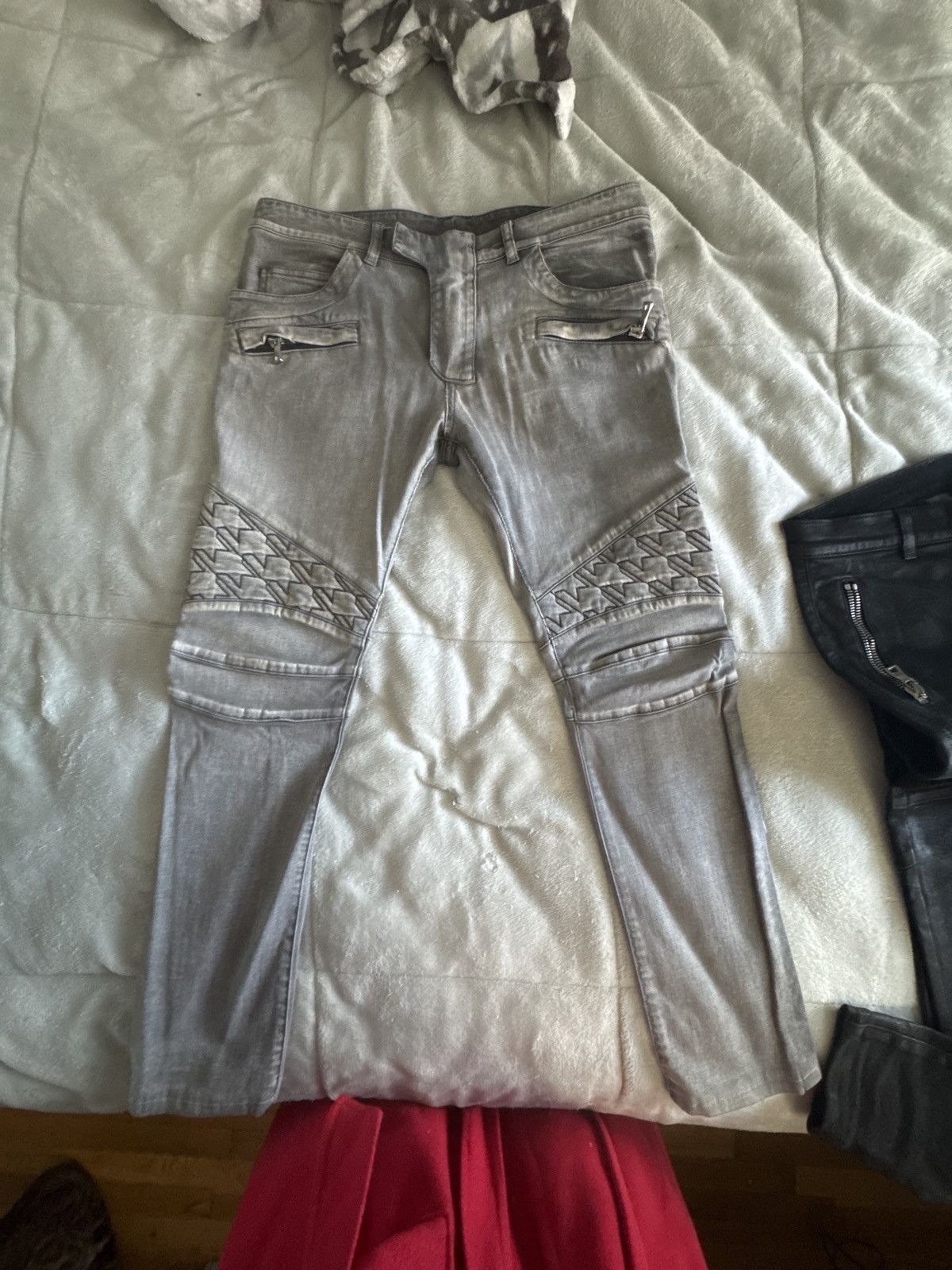 Balmain Balmain Gray Biker Denim Size US 30 / EU 46 - 1 Thumbnail