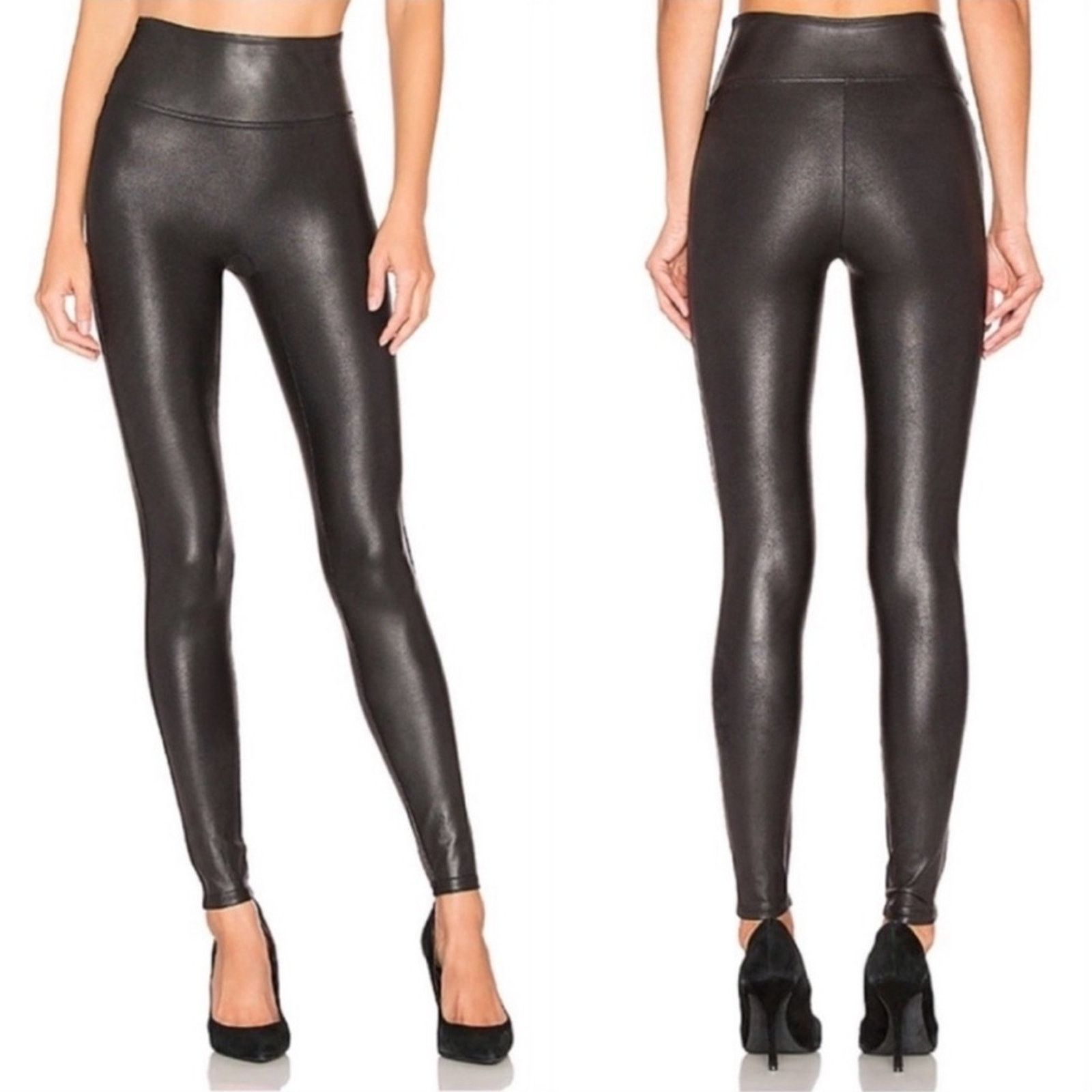 Spanx SPANX Leather Black High Stretch Pants Yoga Leggings Tights Size 28" / US 6 / IT 42 - 1 Thumbnail