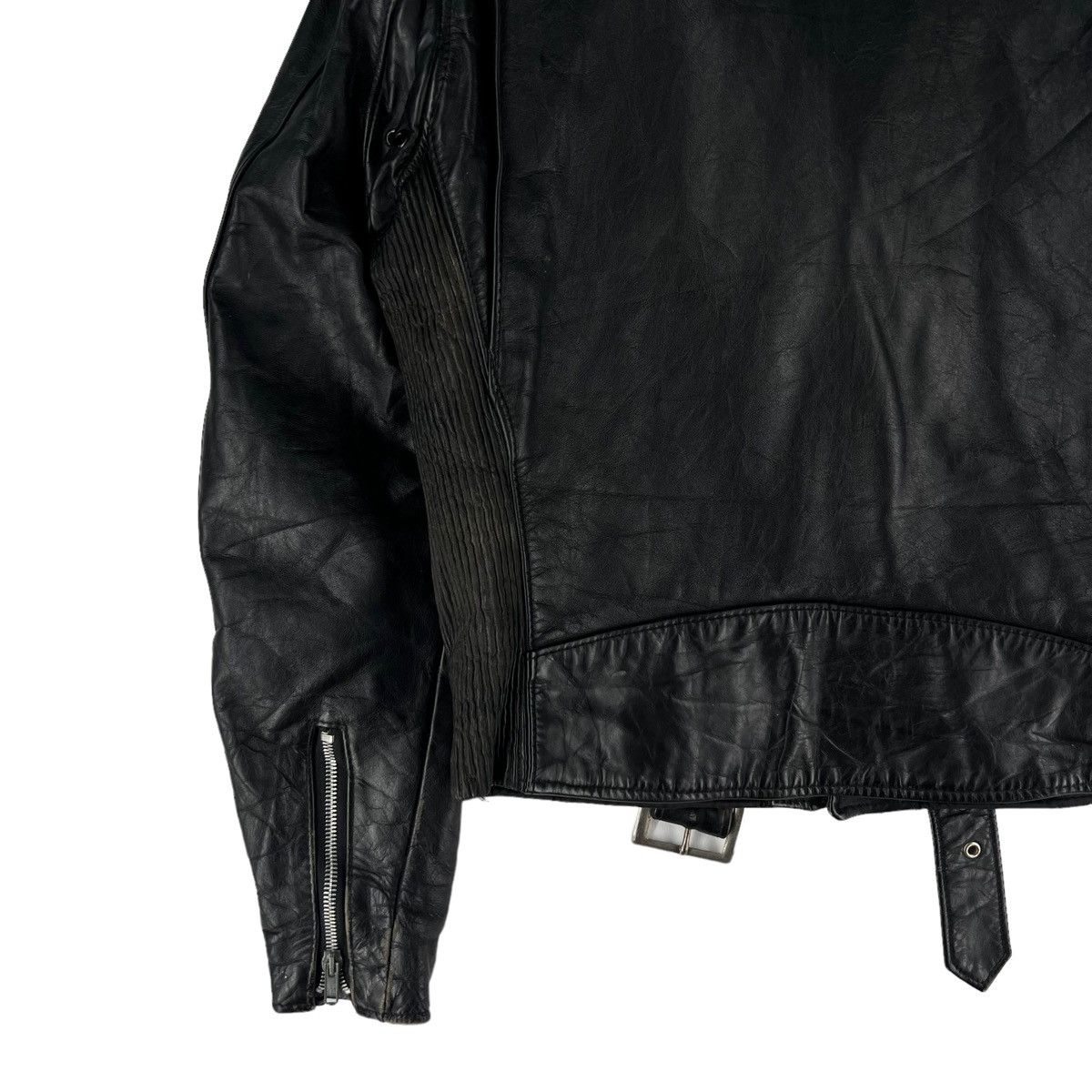 Schott 🔥VINTAGE BIKER LEATHER JACKET SCHOTT DOUBLE BREAST COLLAR Size US M / EU 48-50 / 2 - 10 Thumbnail