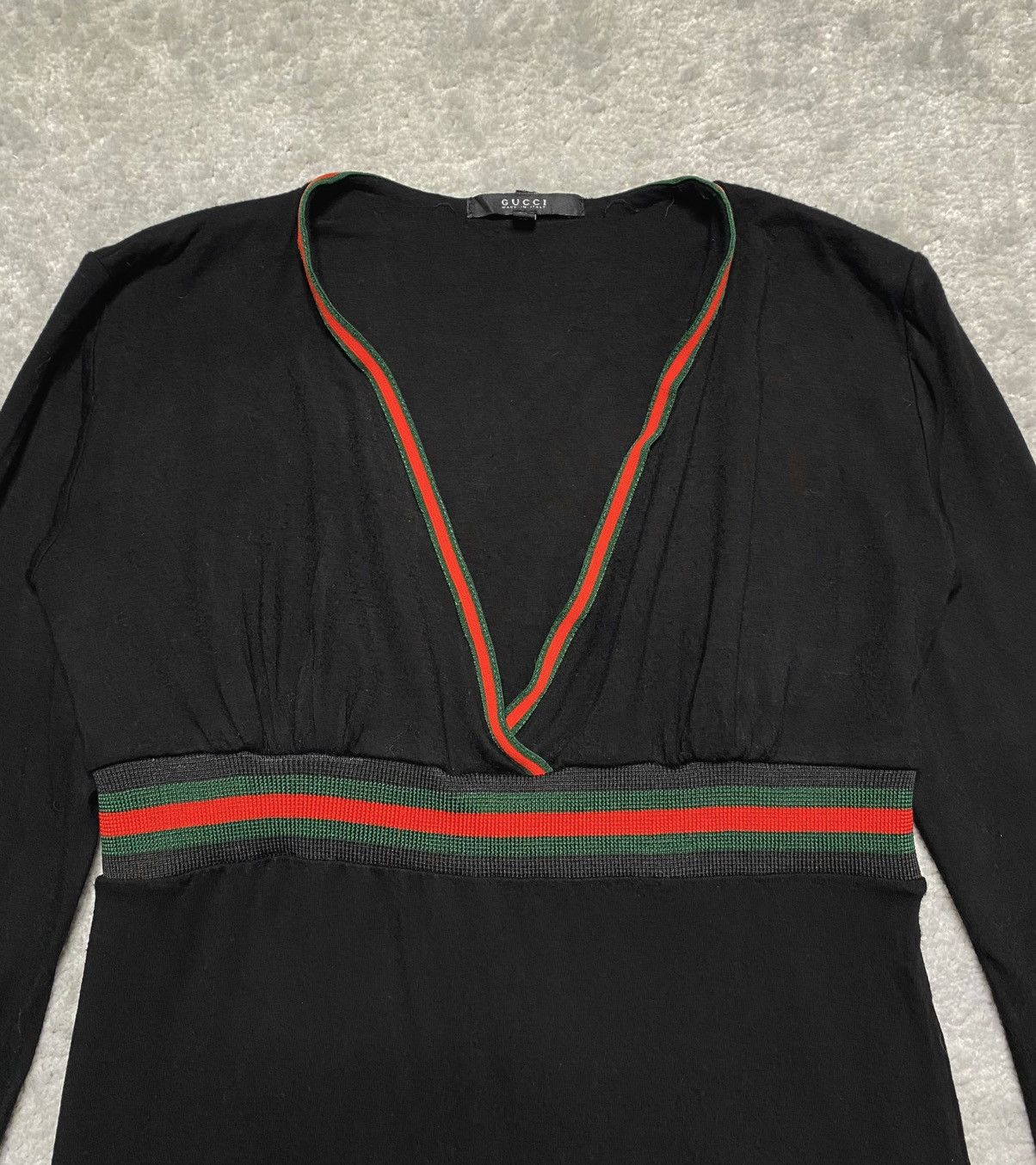 Gucci Vintage Black Basic Longsleeve T-shirt Tee Gucci Logo Lampas Size M / US 6-8 / IT 42-44 - 3 Thumbnail