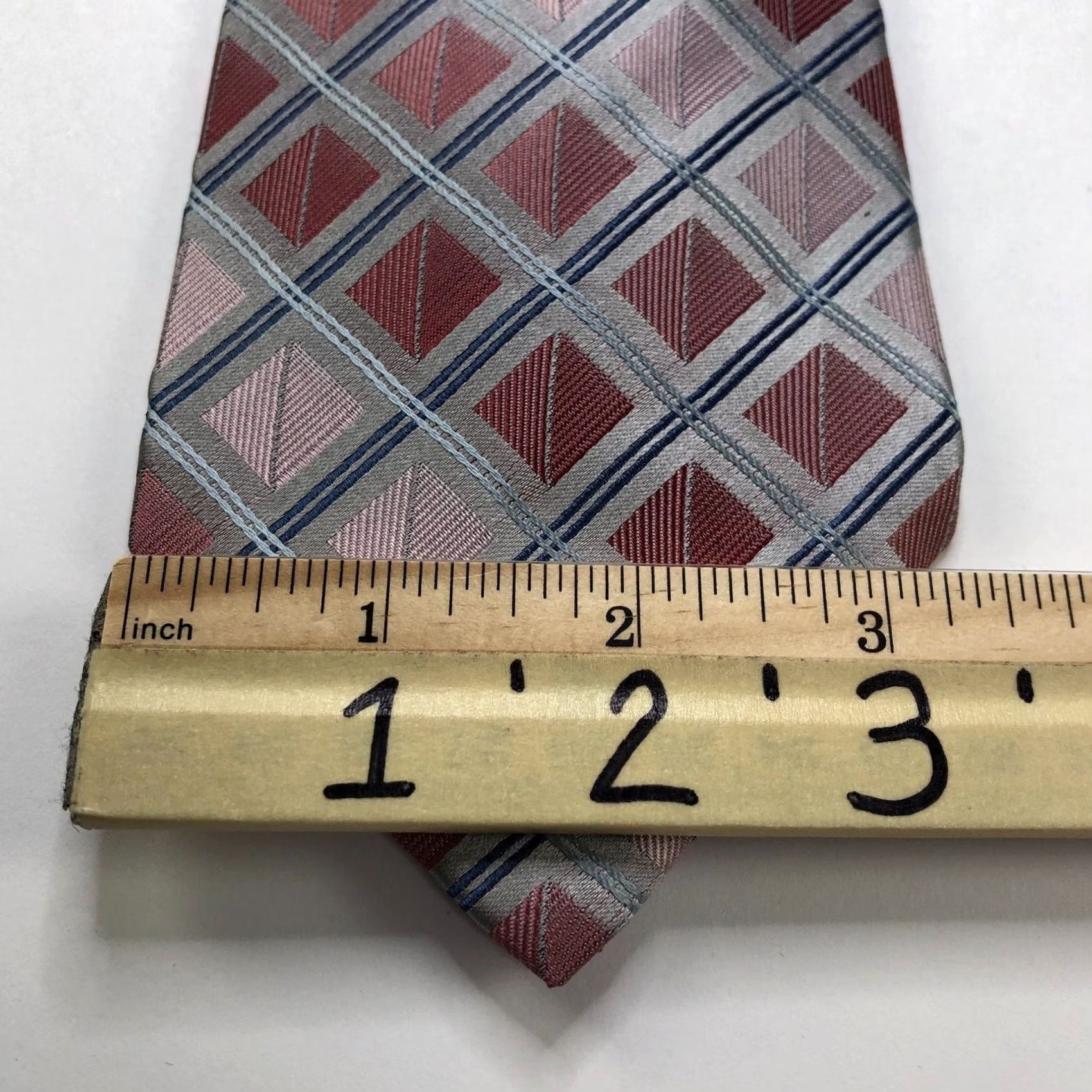 Stafford VINTAGE Stafford Pink Gray 100% Silk Neck Tie Men Geometric 3.5-in 58-in Mens Tie Size ONE SIZE - 4 Thumbnail