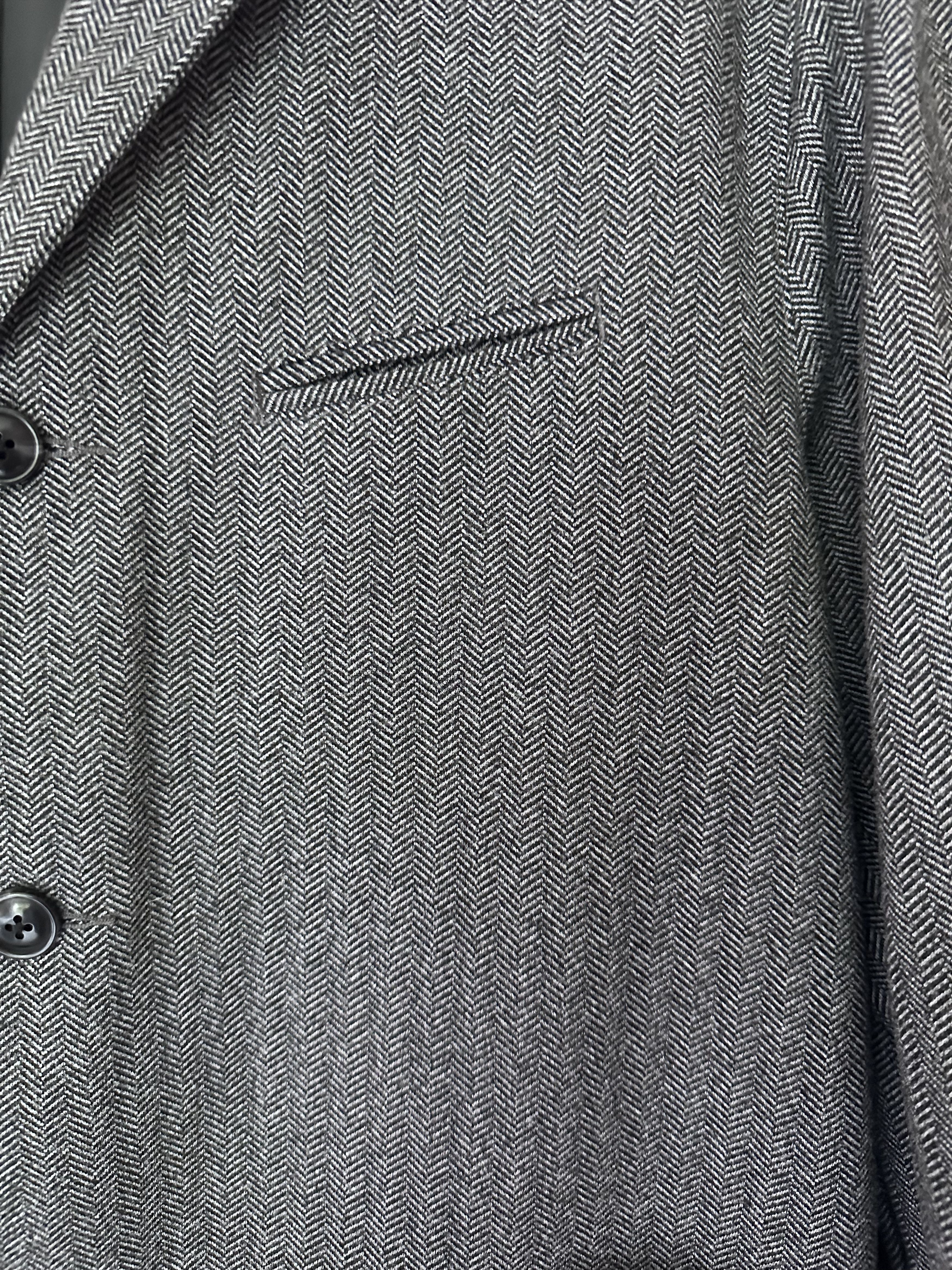 Pherrow's Pherrow's Wool Tailored Black Herringbone Suit Size 44R - 2 Thumbnail