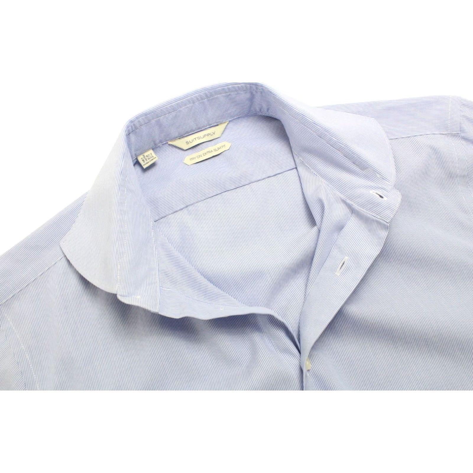 Suitsupply Suitsupply Shirt Men Extra Slim Formal 42-7 / 16 1/2L Pinstriped Dress Shirt Blue Carded Size 42-7 / 16 1/2L Mens Size 42R - 4 Thumbnail