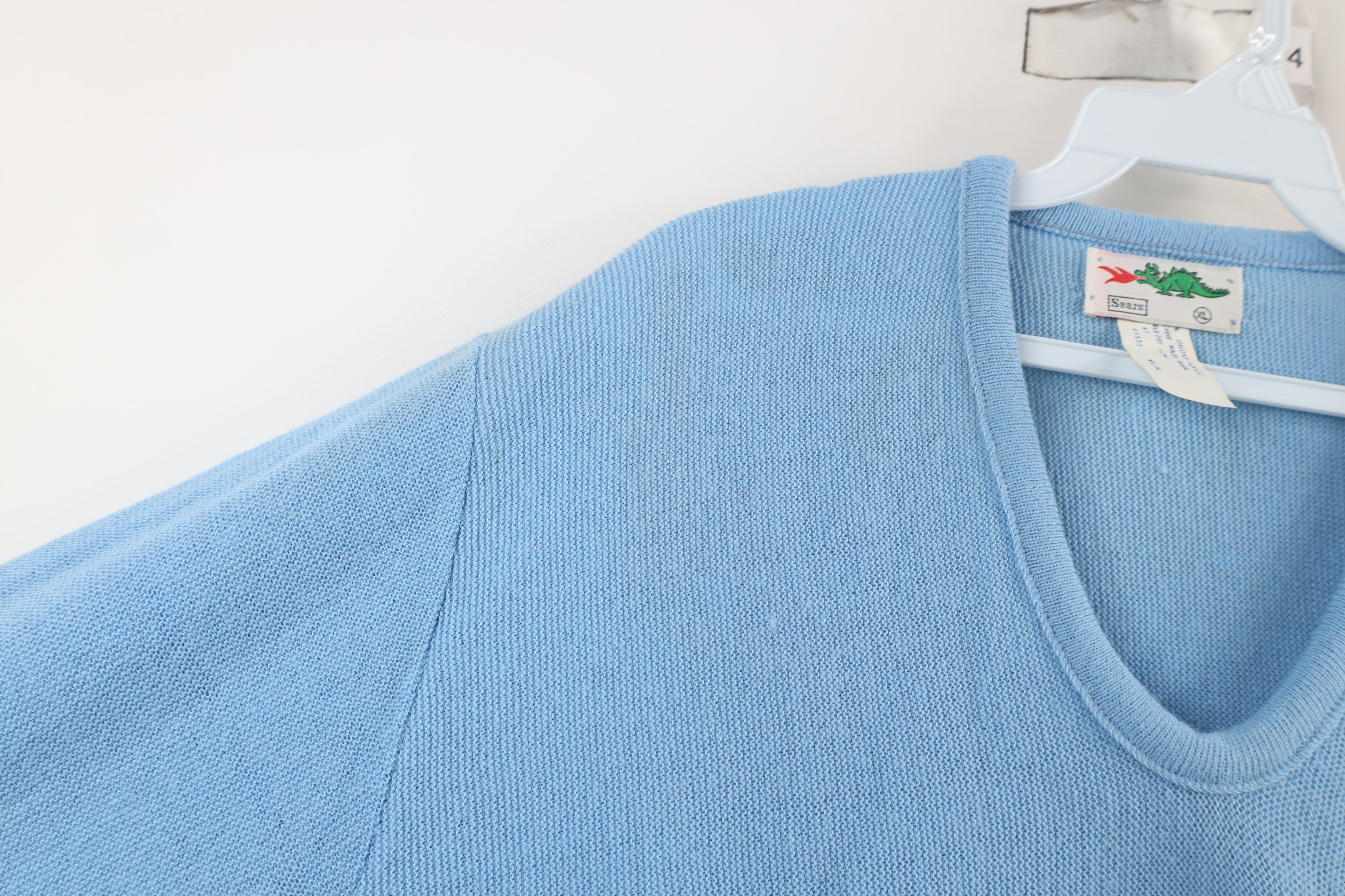 Vintage Vintage 70s Streetwear Knit V-Neck Sweater Carolina Blue USA Size US XL / EU 56 / 4 - 9 Thumbnail