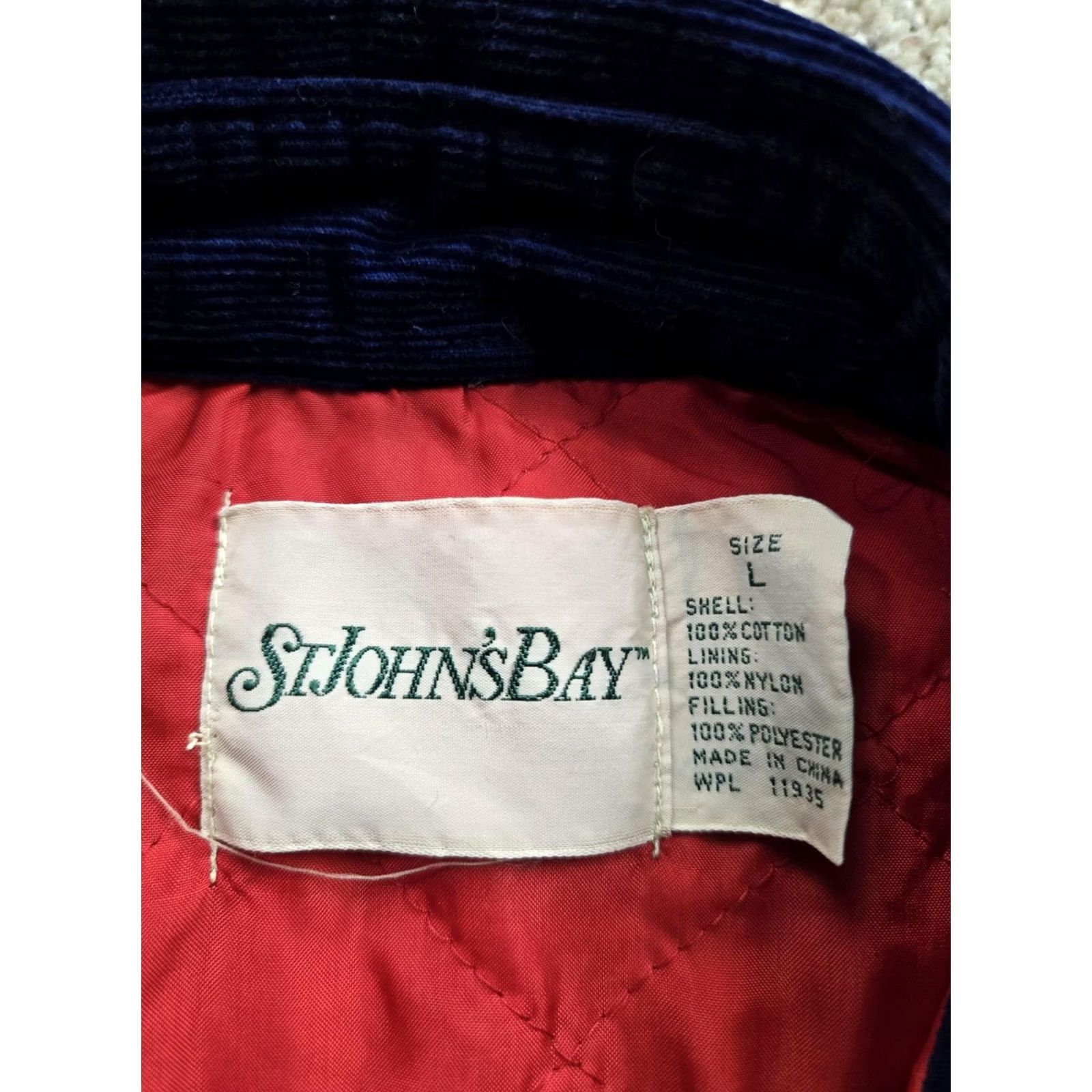 Vintage St. Johns Bay Shirt Jacket Mens Large Blue Corduroy Lined Button Up 90s Jacket Size US L / EU 52-54 / 3 - 6 Thumbnail