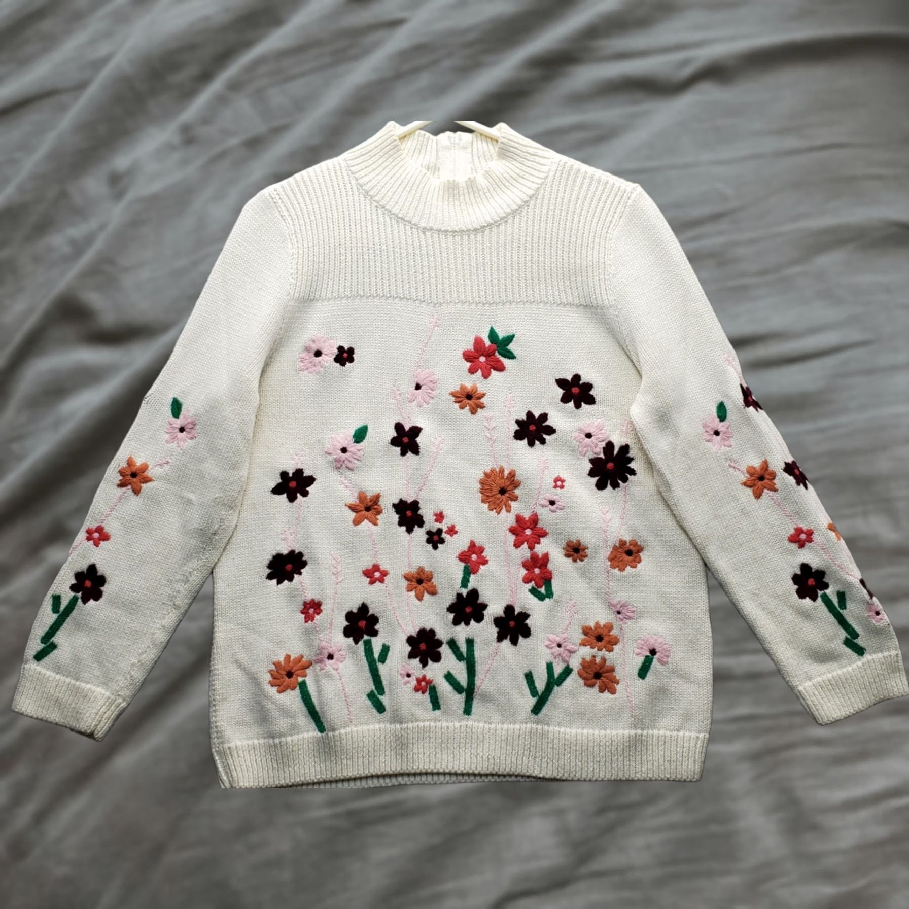 Talbots Talbots Sweater Womens Size PXL Multicolor Embroidered Floral Knit Mock Neck Casual Pullover Women Size PXL Size XL / US 12-14 / IT 48-50 - 1 Thumbnail