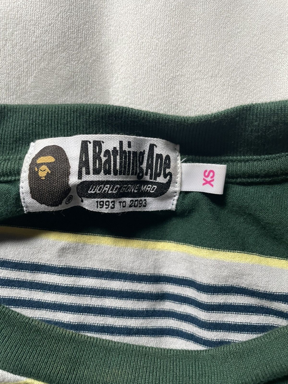 Bape Bape Baby Milo green and white striped long sleeve shirt. XS Size XS / US 0-2 / IT 36-38 - 6 Thumbnail
