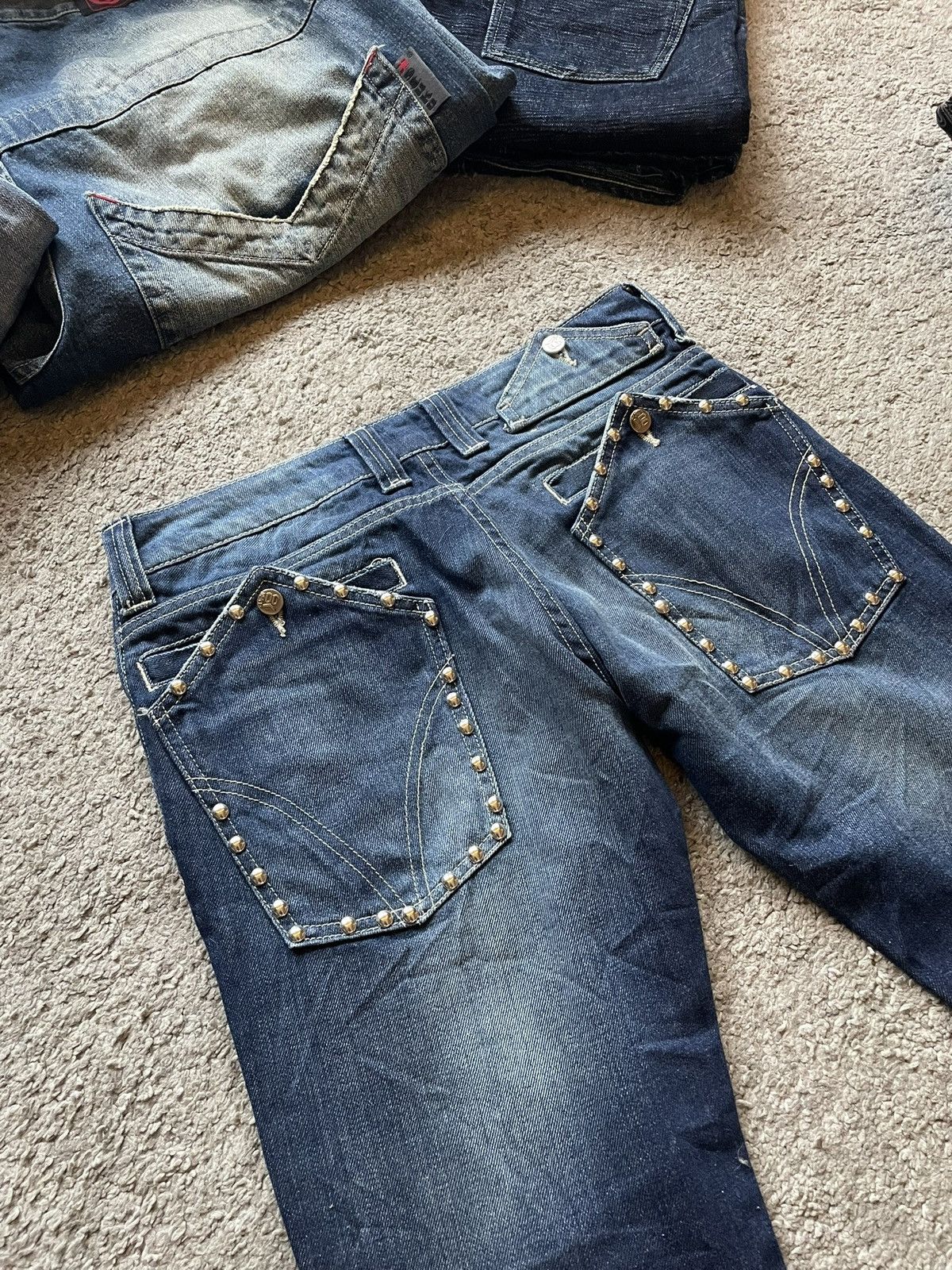Other Made in italy jeans with studs avant garde denim Size 33" - 4 Thumbnail