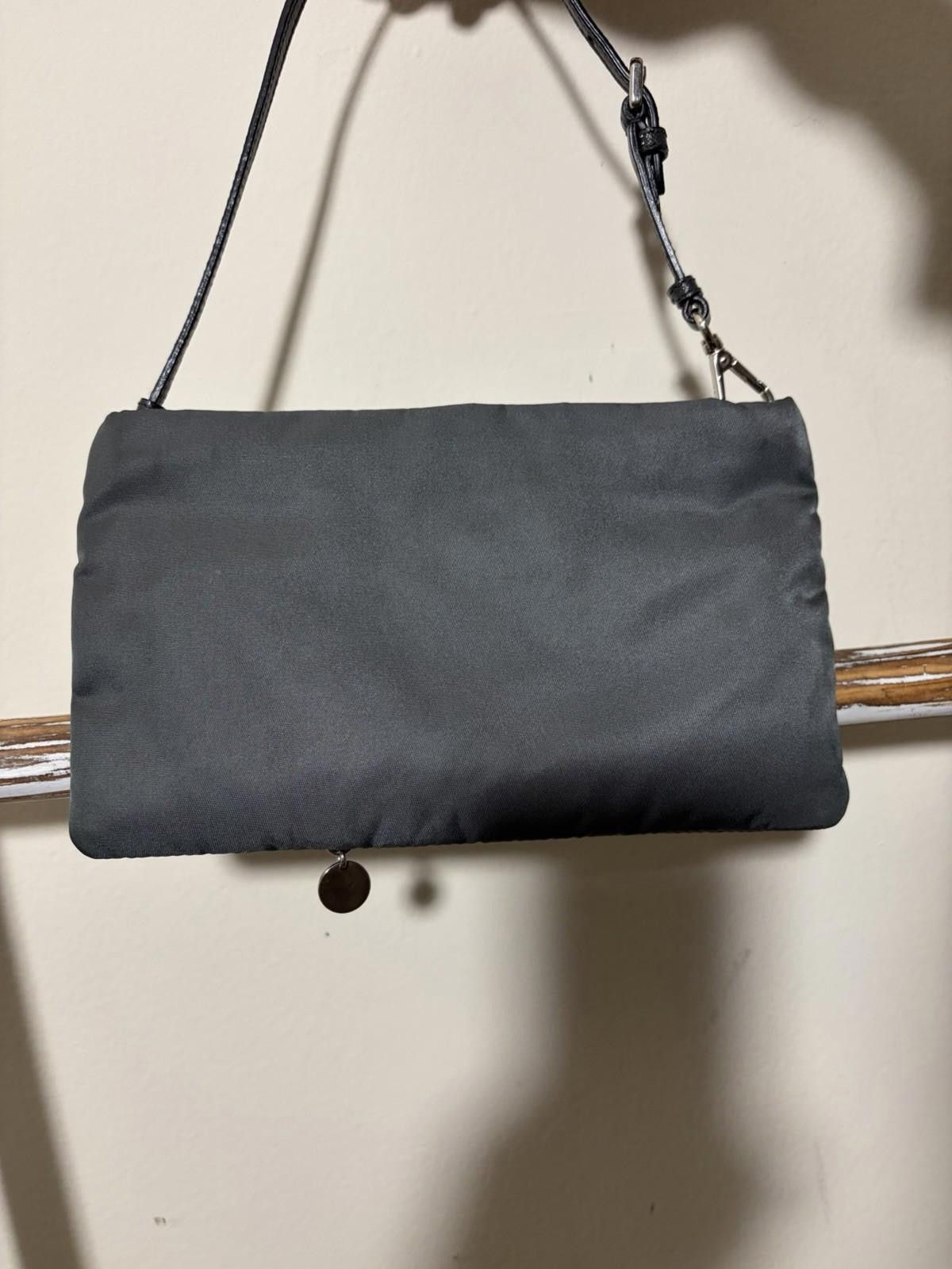 Prada Prada Tessuto Gray Nylon Tattoo Heart Gem Stud Shoulder Bag Size ONE SIZE - 6 Thumbnail