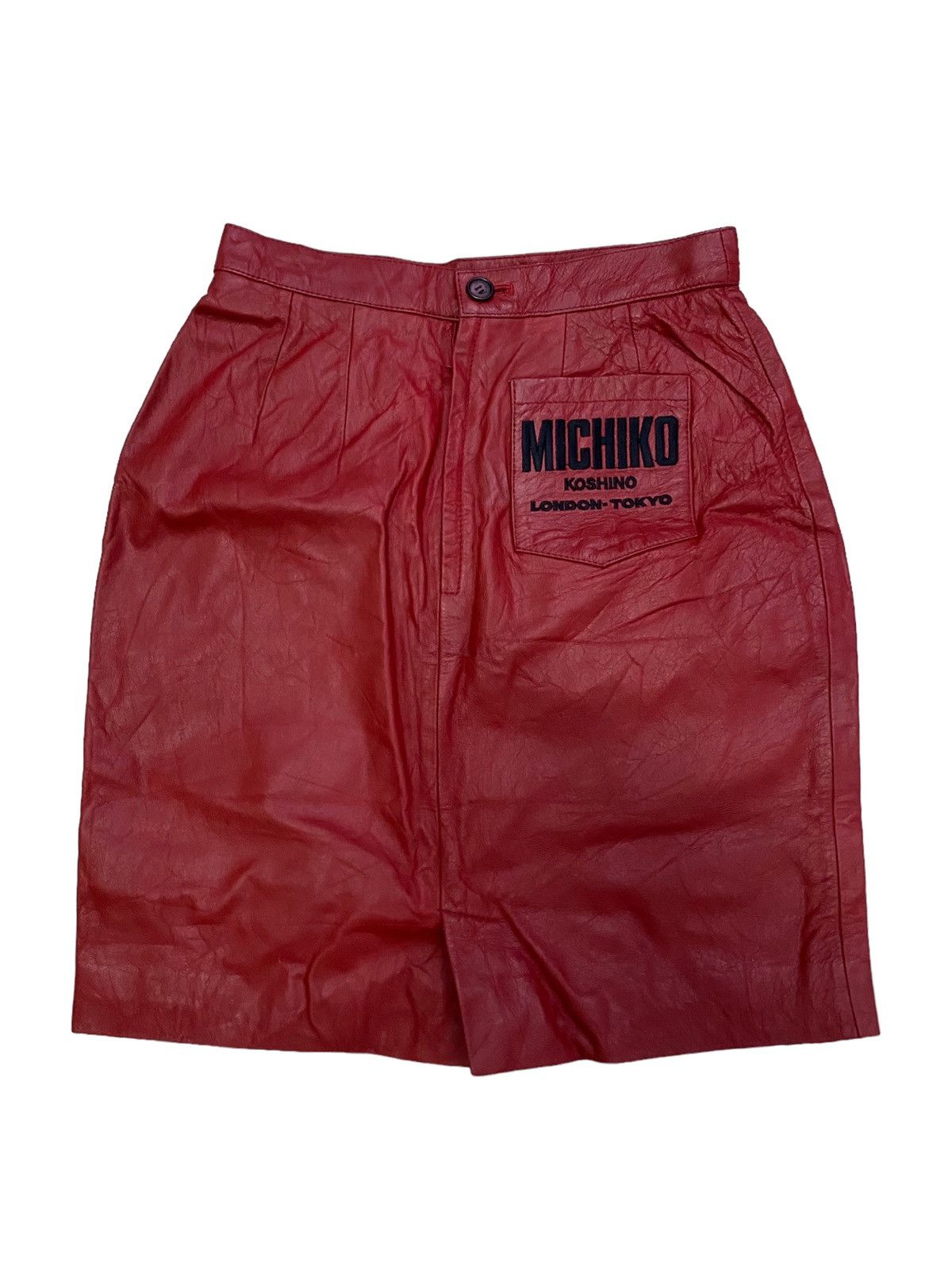 Leather × Michiko Koshino London Vintage Michiko London Tokyo Leather Skirt Size 25" / US 0 / IT 36 - 1 Thumbnail