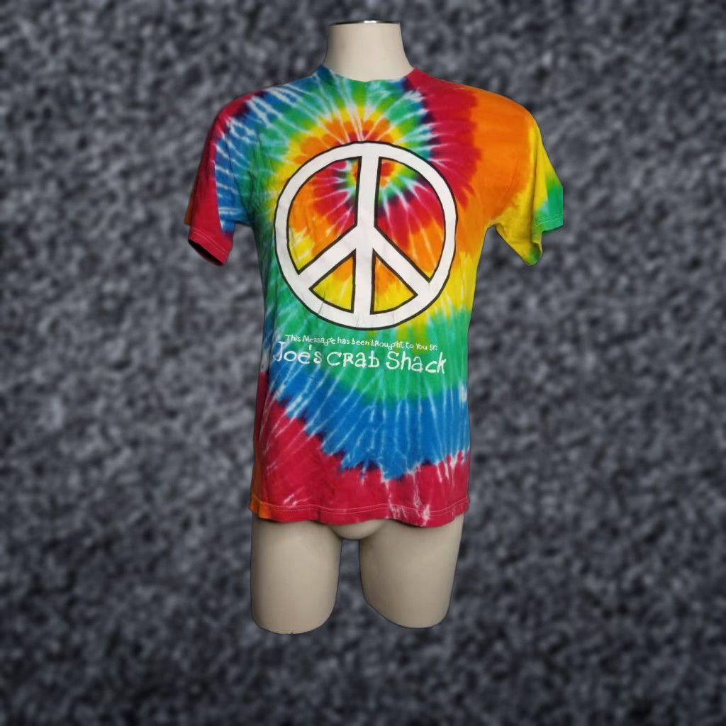 Delta VINTAGE Mens M Joe's Crab Shack Peace Love and Crabs Tie Dye T-Shirt Size US M / EU 48-50 / 2 - 1 Thumbnail