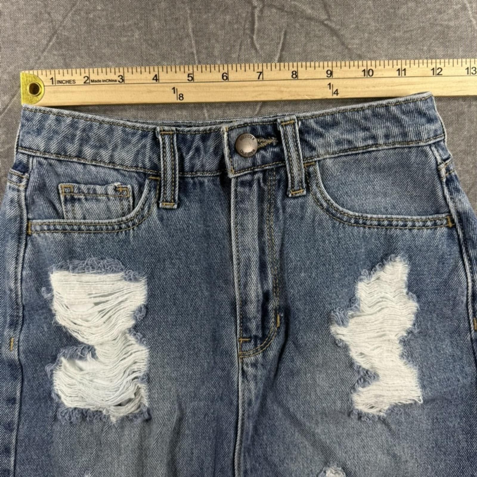 Hollister Hollister Skirt Women's 0 Blue Ultra High Rise Distressed Size 23" - 2 Thumbnail