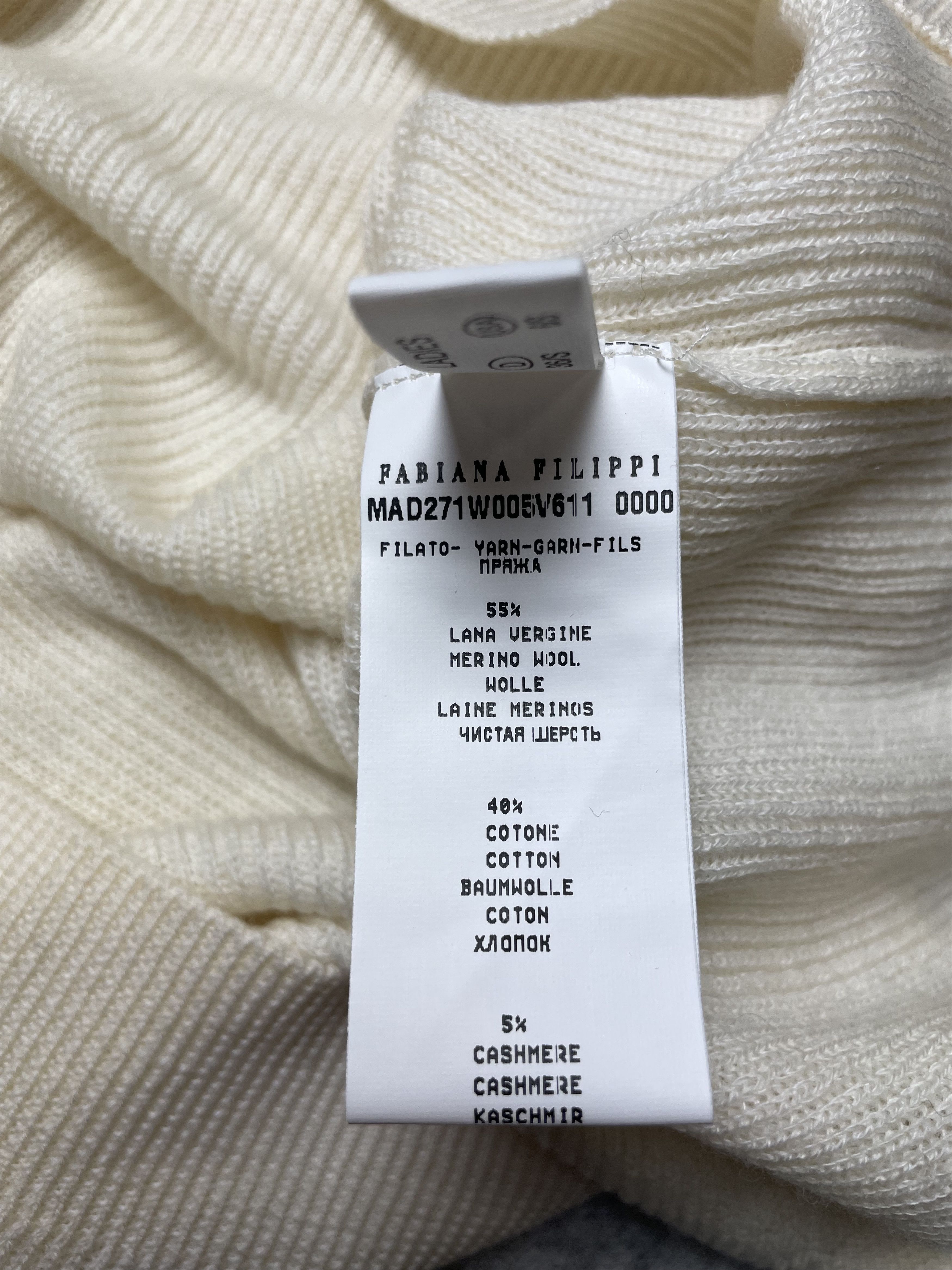 Fabiana Filippi Fabiana Filippi Ivory Short Sleeve Wool Blend Sweater Size S / US 4 / IT 40 - 11 Thumbnail