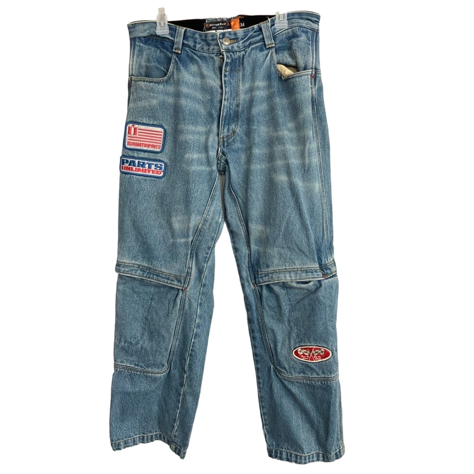 Black Icon Icon Mens Anthem Pant Biker Moto Jeans Cargo Denim 34x32 Size US 34 / EU 50 - 1 Thumbnail
