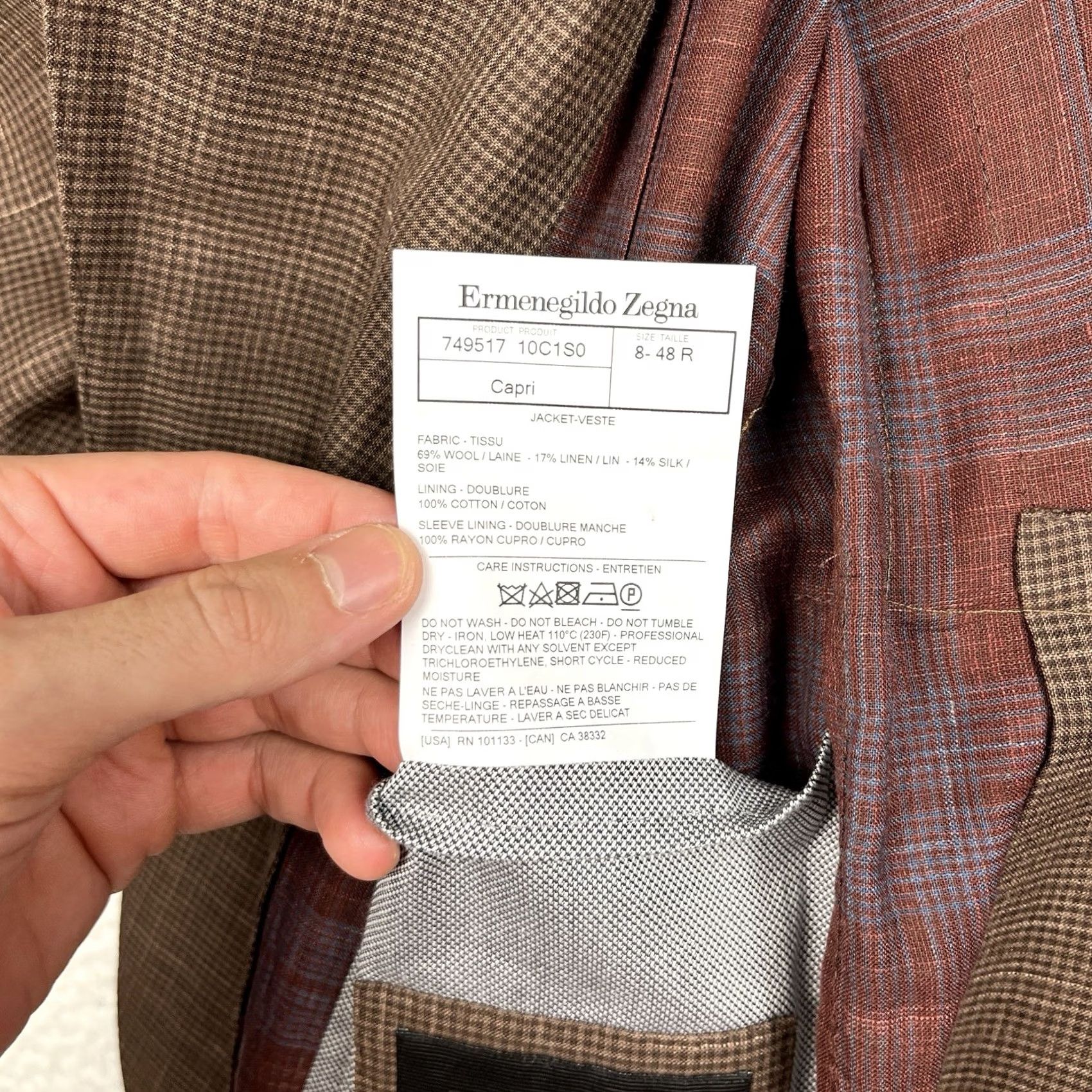 Ermenegildo Zegna Ermenegildo Zegna Sport Coat Jacket Brown Wool Linen Silk EU 48 US 38 Plaid Mens Size US XXS / EU 40 - 5 Thumbnail