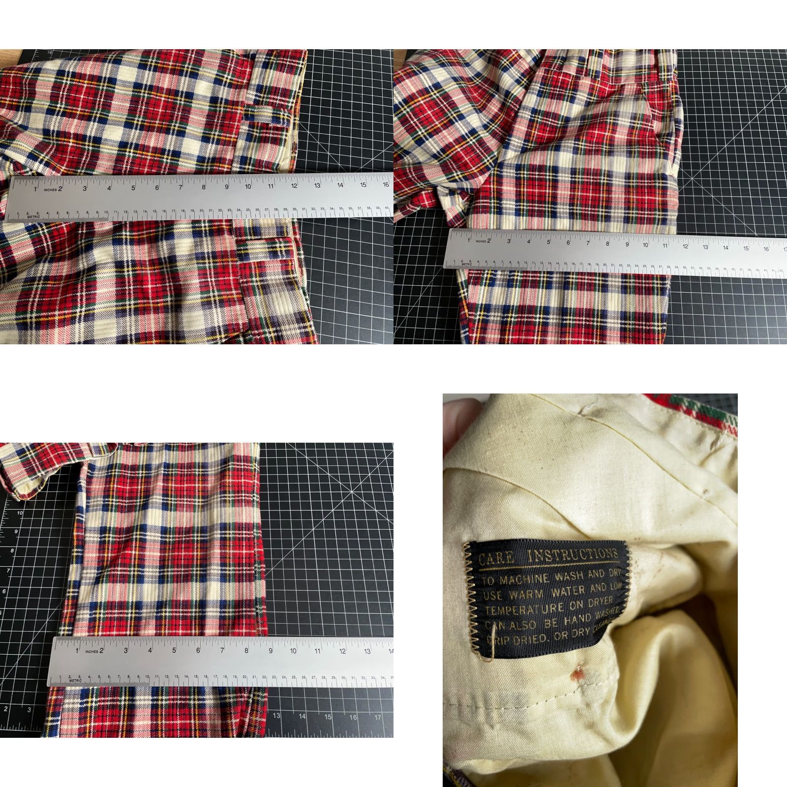 Bell VINTAGE 70s Corduroy Flare Bell Bottom Pants Men 29 x 34 Red Plaid Talon Zip Cuffed Size US 29 - 8 Thumbnail