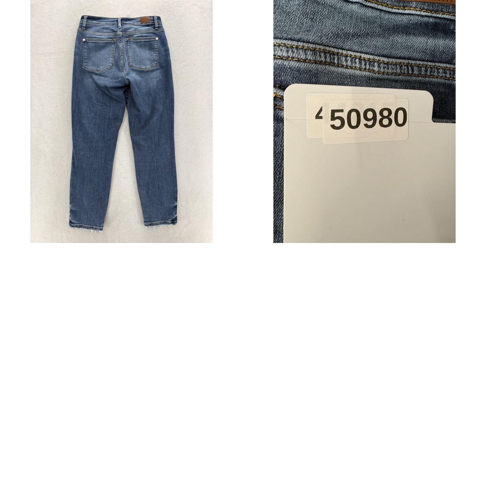 Denime Judy Blue Jeans Womens 3/26 Blue Medium Wash Mid Rise Fringe Denim Boyfriend Style Jeans Stretch 5-Pocket Zip Rise Mid-Relaxed Womens Jeans Blue Size 26" / US 2 / IT 38 - 9 Thumbnail