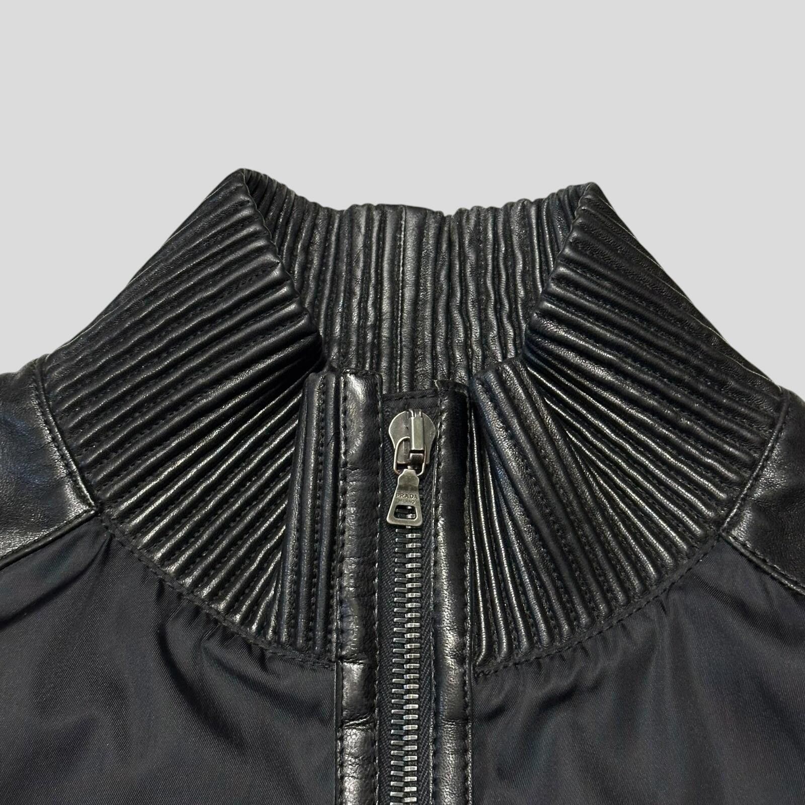 Prada Prada Milano 2007 Gabardine Nylon + Leather Bomber Jacket L Size US L / EU 52-54 / 3 - 3 Thumbnail