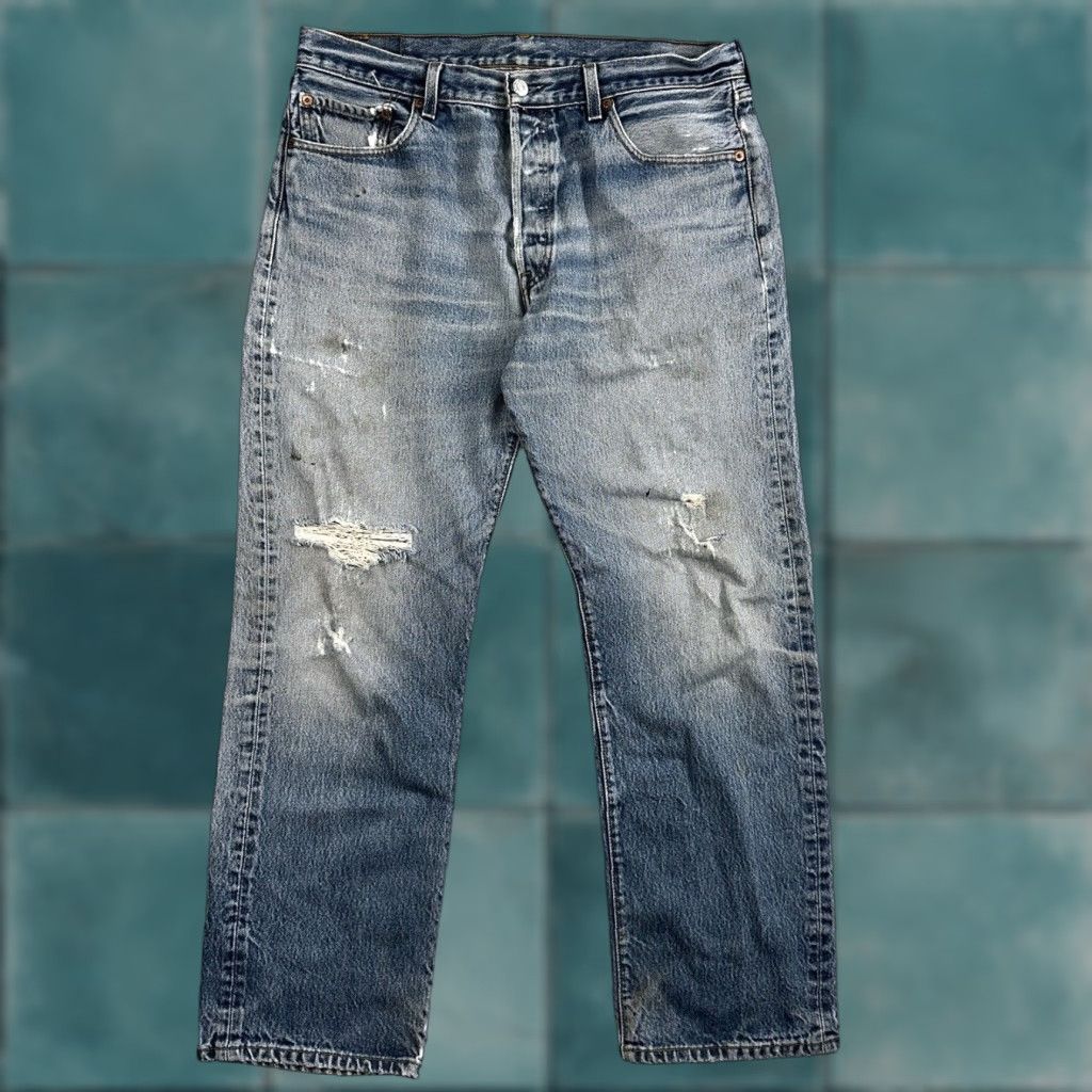 Levi's 501 Vintage 90s Mexico Levi's Jeans 501 Straight Light Wash 36x34 Men Denim Cotton Blue N/A