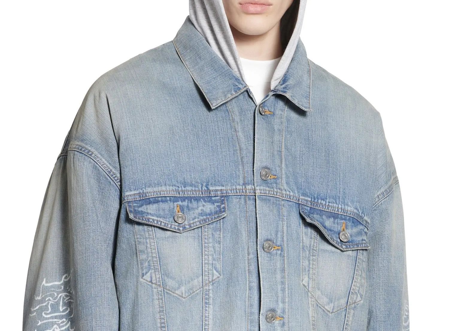 Balenciaga o1w1db11225 DIY Metal Outline Hooded Jacket in Blue Size US XL / EU 56 / 4 - 3 Thumbnail