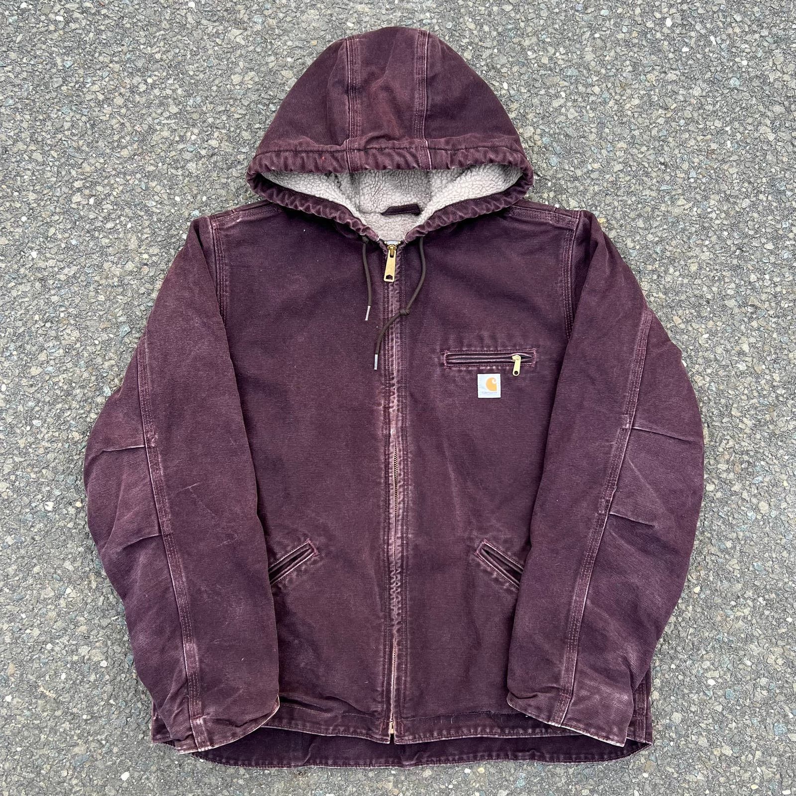 image of Dark Purple Dwn Carhartt Sherpa Hooded Work Jacket, Men's (Size Large)