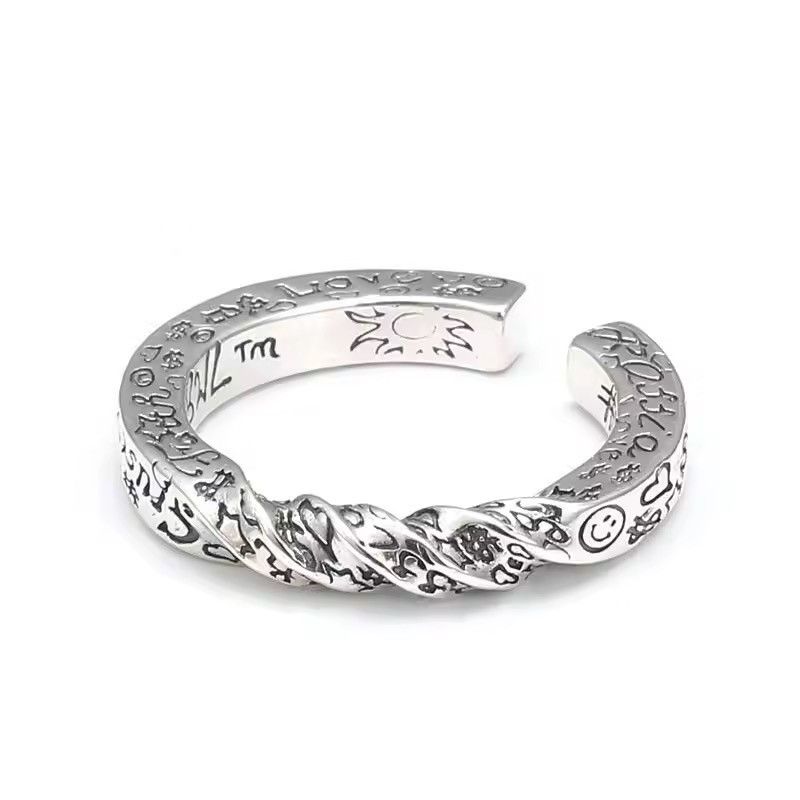 Jewelry Letter Graffiti Adjustable Rings Size ONE SIZE - 4 Thumbnail
