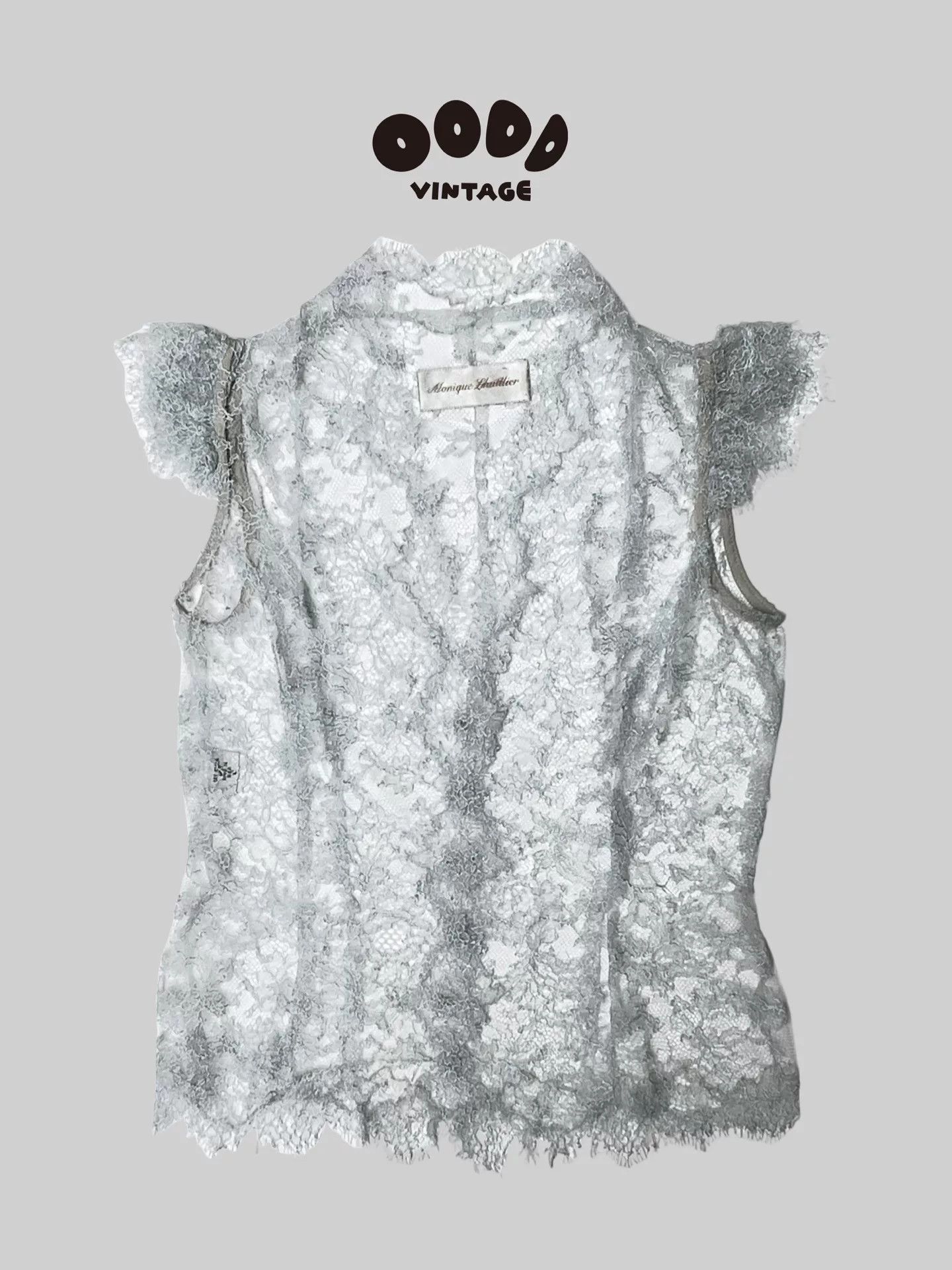 Monique Lhuillier White Lace Fringe Vest Top Size S / US 4 / IT 40 - 1 Thumbnail
