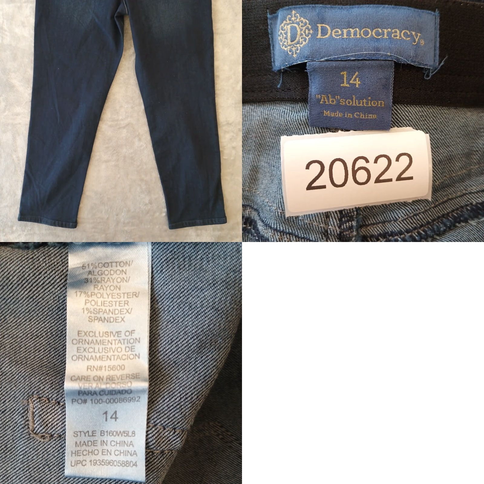 Vintage Democracy Absolution Ankle Jeans Womens Size 14 Blue Dark Wash Zipper Accent Size 36" / US 14 / IT 50 - 8 Thumbnail