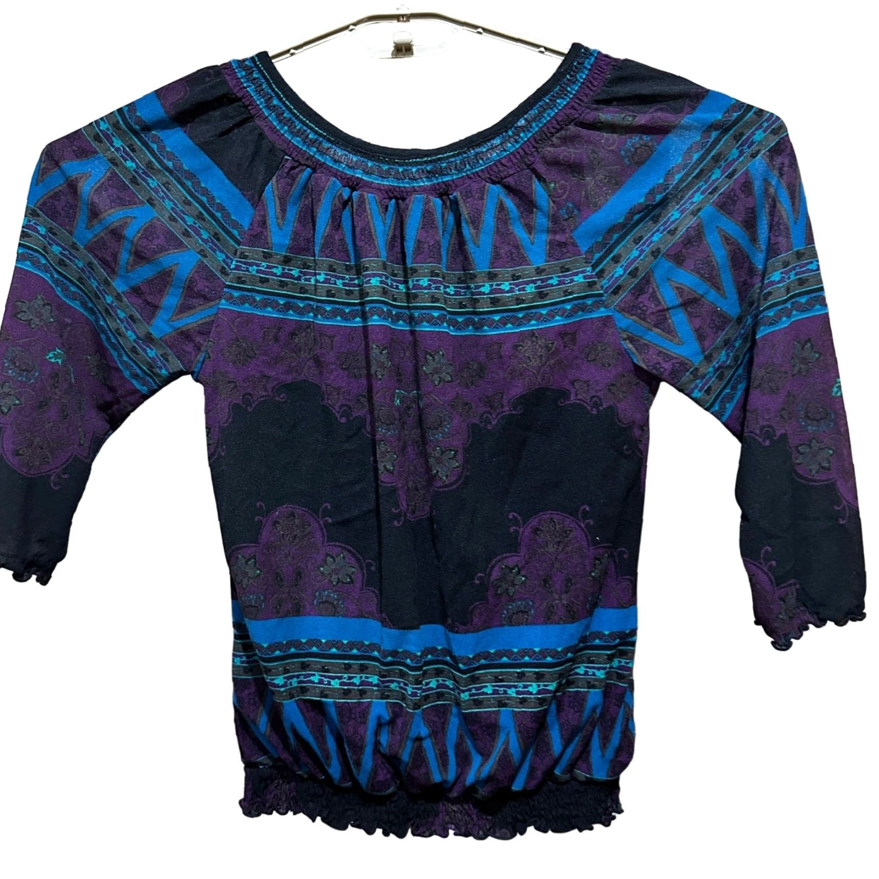 Vintage GNW Blouse S Purple Blue Floral Boho Y2K Fairy Festival Women Long Sleeve Size S / US 4 / IT 40 - 4 Thumbnail