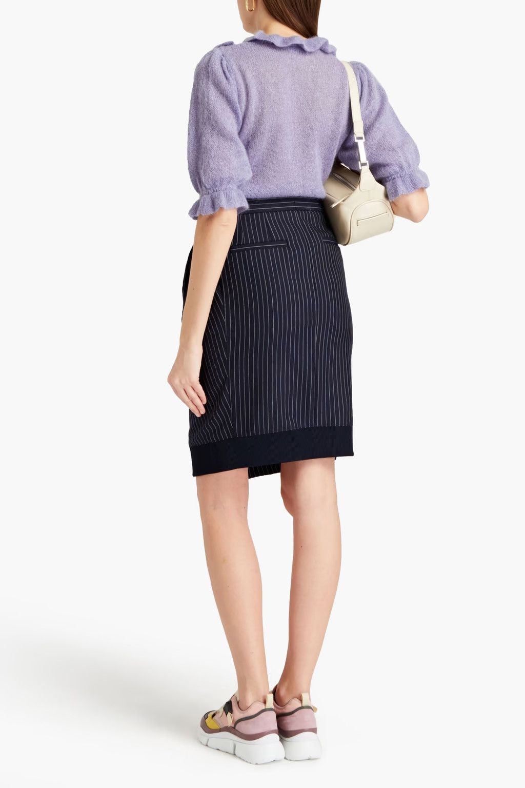 Chloe o1y0825 Striped Mini Skirt in Midnight Blue Size 27" / US 4 / IT 40 - 3 Thumbnail