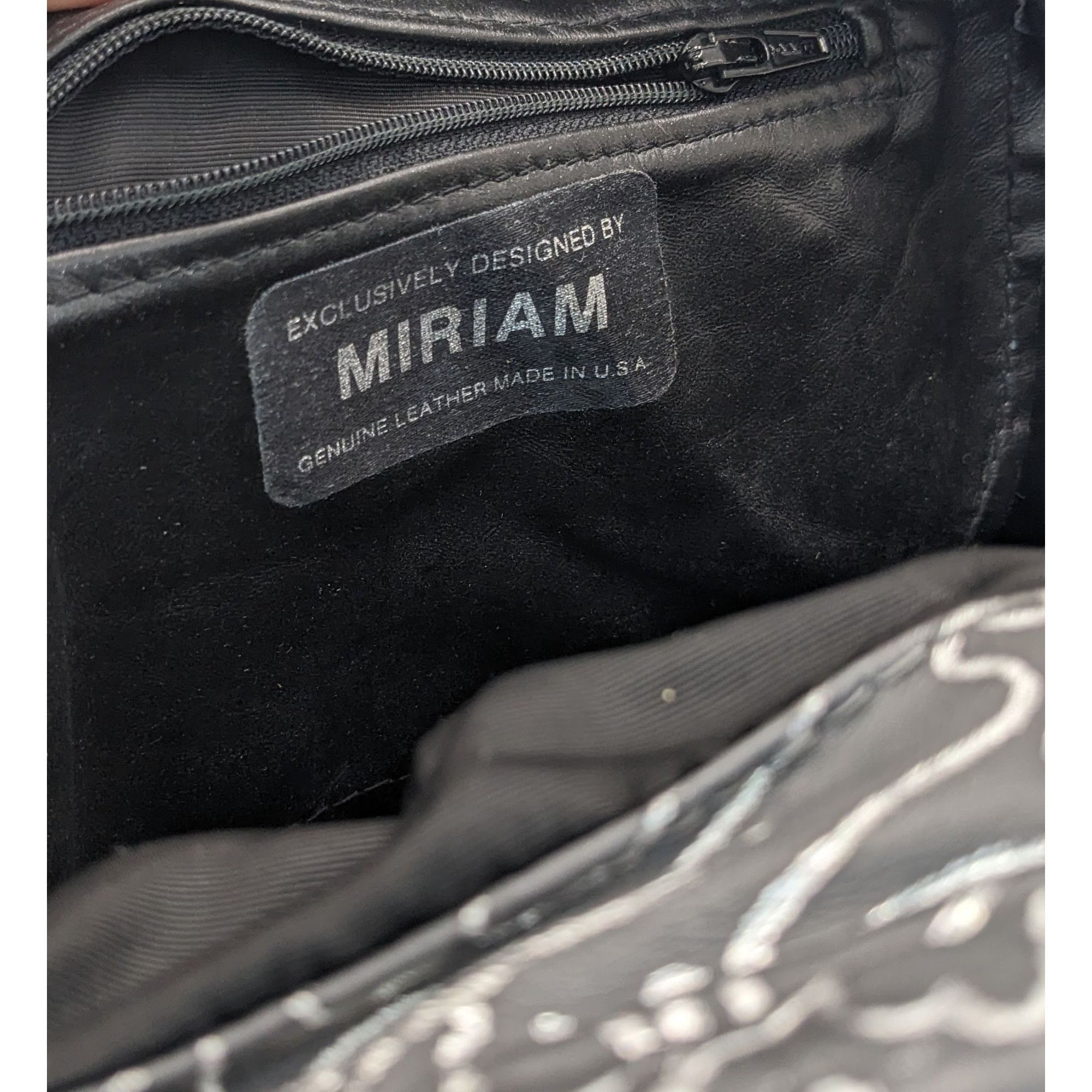 Other Vintage 90s Miriam Grey & Silver Abstract Pattern Genuine Le Size ONE SIZE - 8 Thumbnail