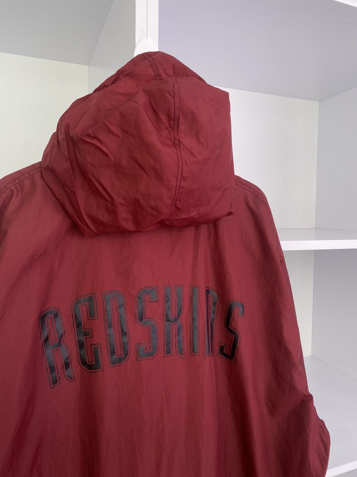 NFL × Vintage Vintage 90s Washington Redskins Red Nylon Anorak Track Jack Size US XL / EU 56 / 4 - 13 Thumbnail