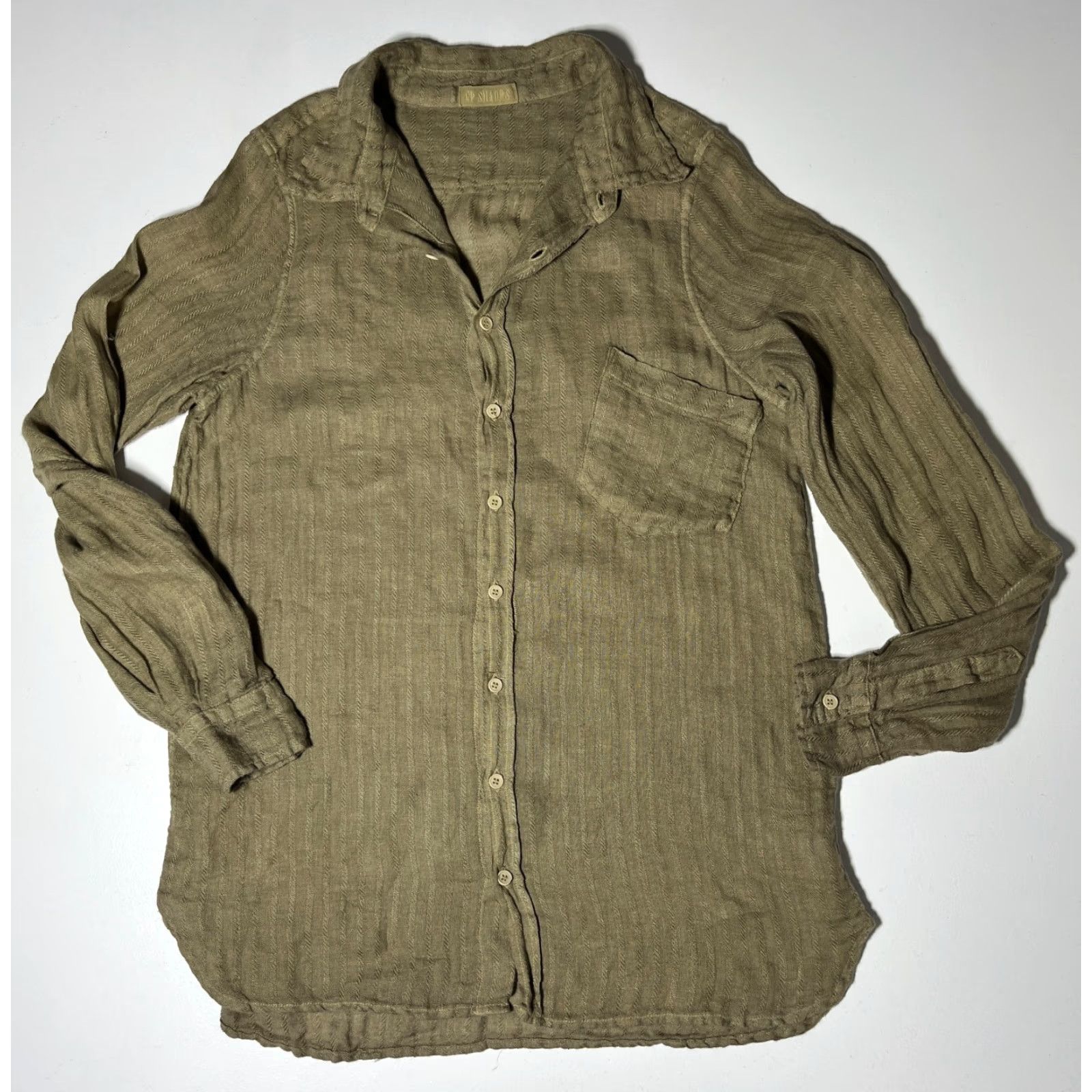 Vintage CP Shades Women's Button-Up Linen Shirt Green Sz S Size S / US 4 / IT 40 - 5 Thumbnail