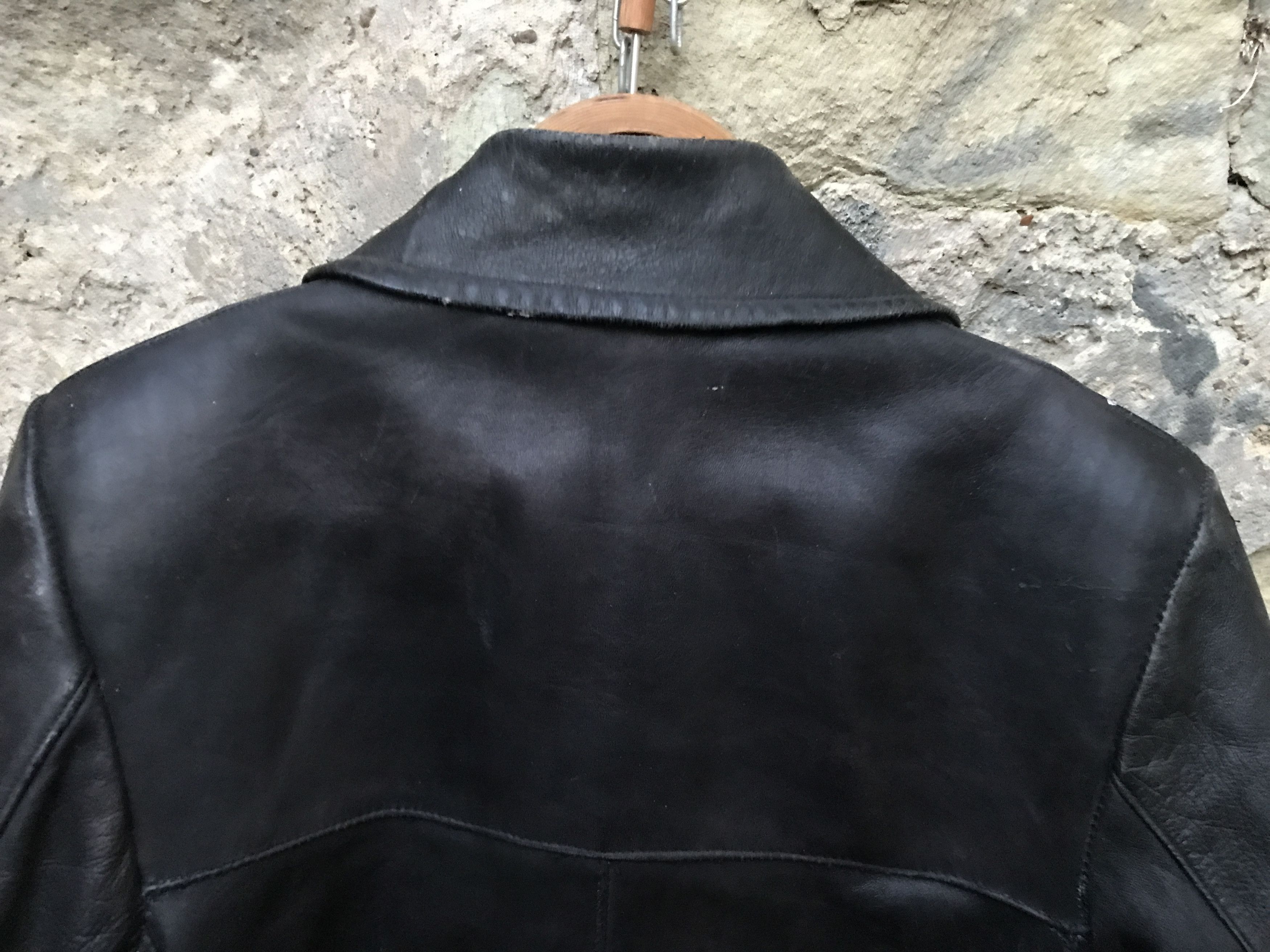 Vintage Retro 40s-50s Military Soviet Motorcycle Leather Peacoat Size US L / EU 52-54 / 3 - 9 Thumbnail