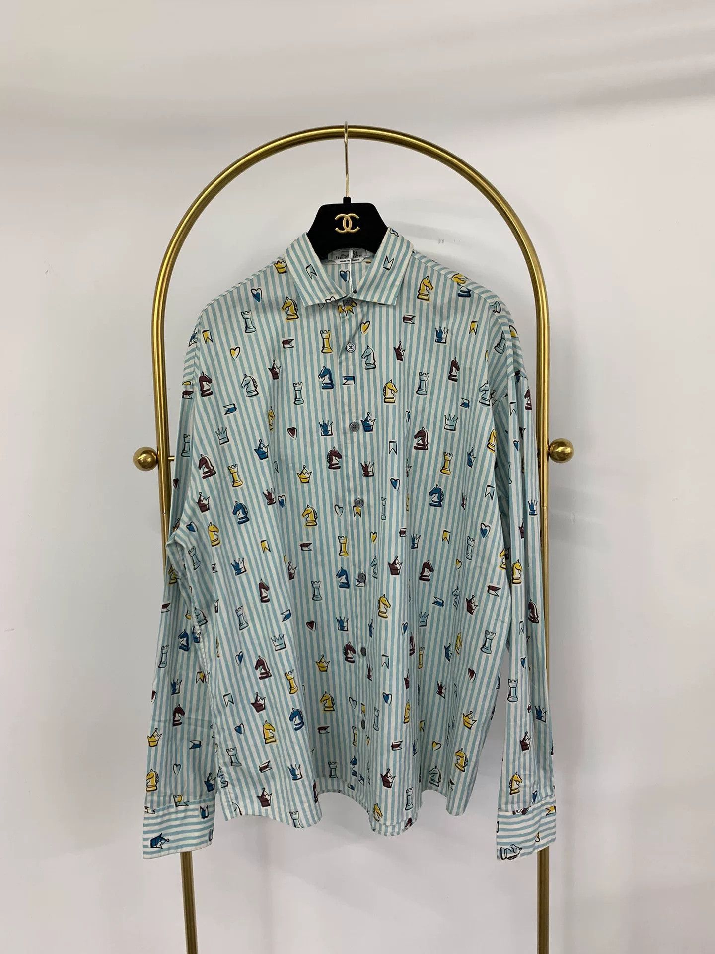 Hermes Hermes Blue Stripe Horse Print Shirt Size US M / EU 48-50 / 2 - 1 Thumbnail
